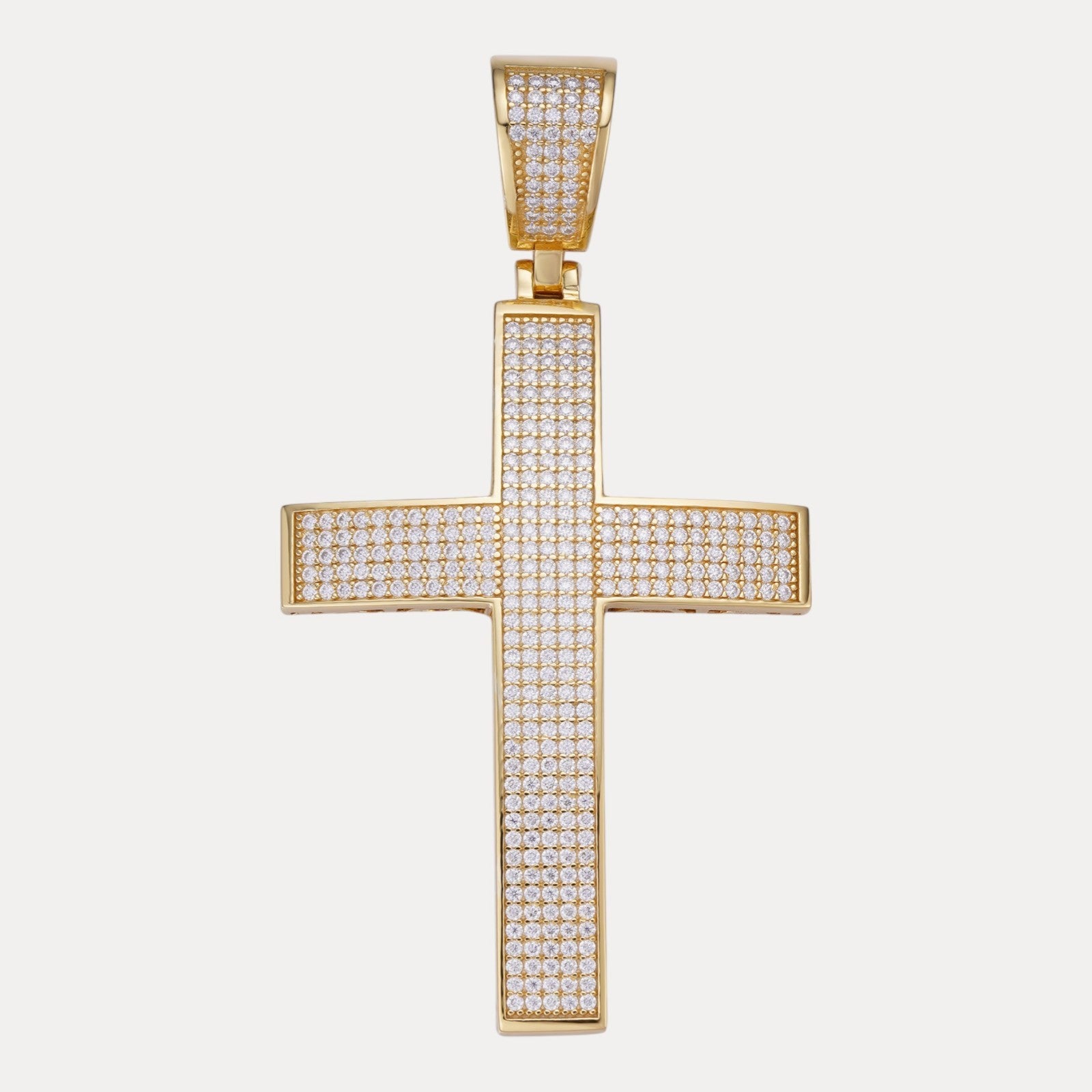 925 Sterling Silver Iced Out Cross Pendant With Moissanite