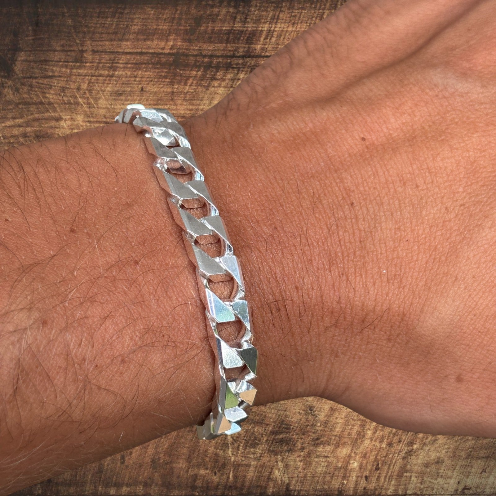 925 Sterling Silver 8mm Square Curb Bracelet