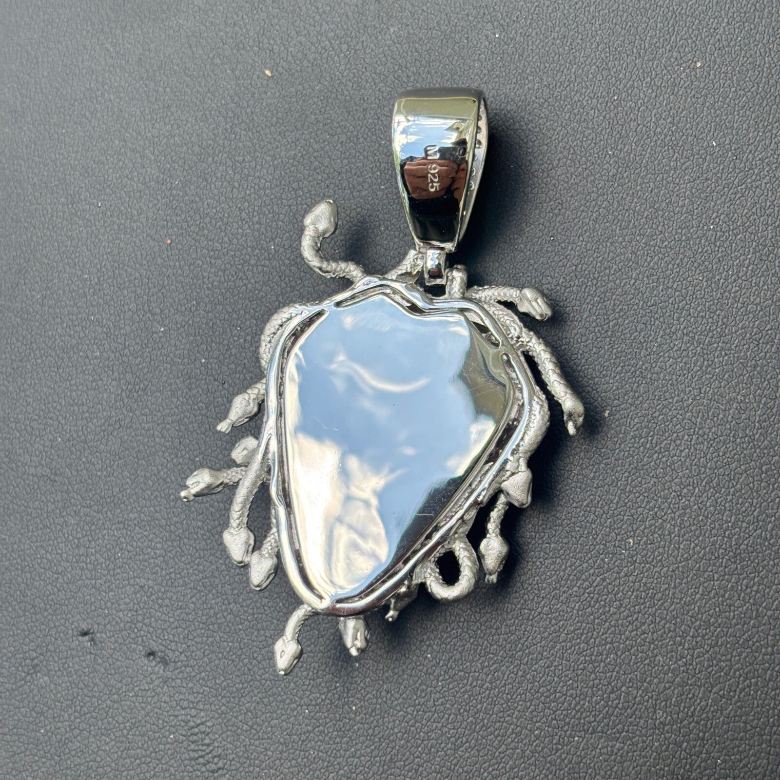 925 Sterling Silver Medusa Head Pendant With Moissanite - Medium