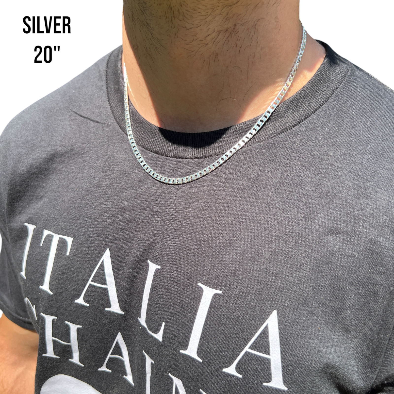 925 Sterling Silver 4mm Square Curb Chain Necklace