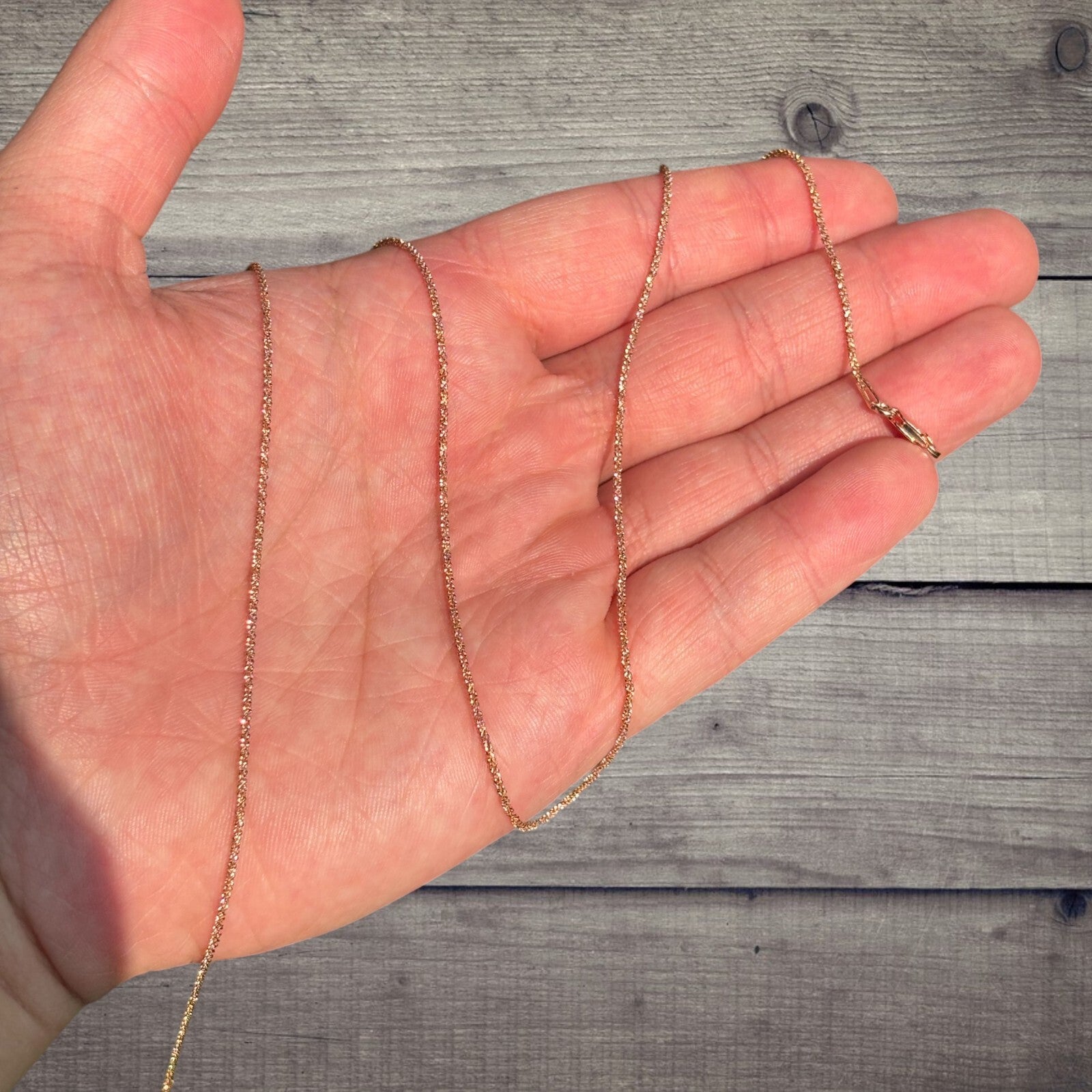 925 Sterling Silver 1mm Sparkle Rock Chain Necklace