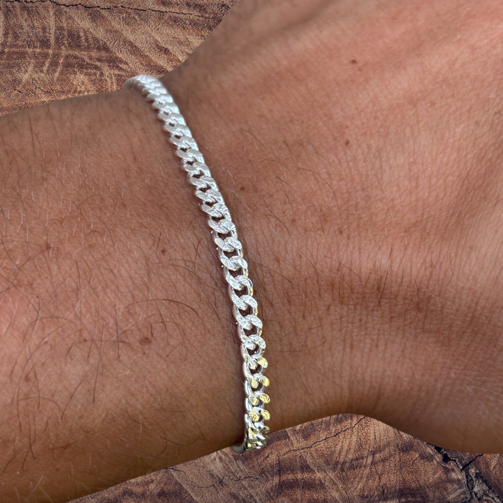 925 Sterling Silver 3mm Diamond Cut Miami Cuban Bracelet