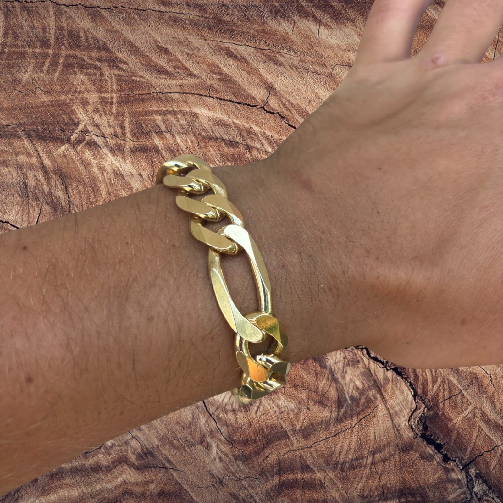925 Sterling Silver 13mm Figaro Bracelet