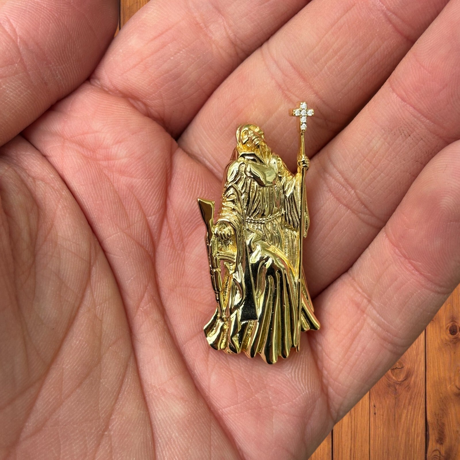 925 Sterling Silver Grim Reaper Pendant With Moissanite