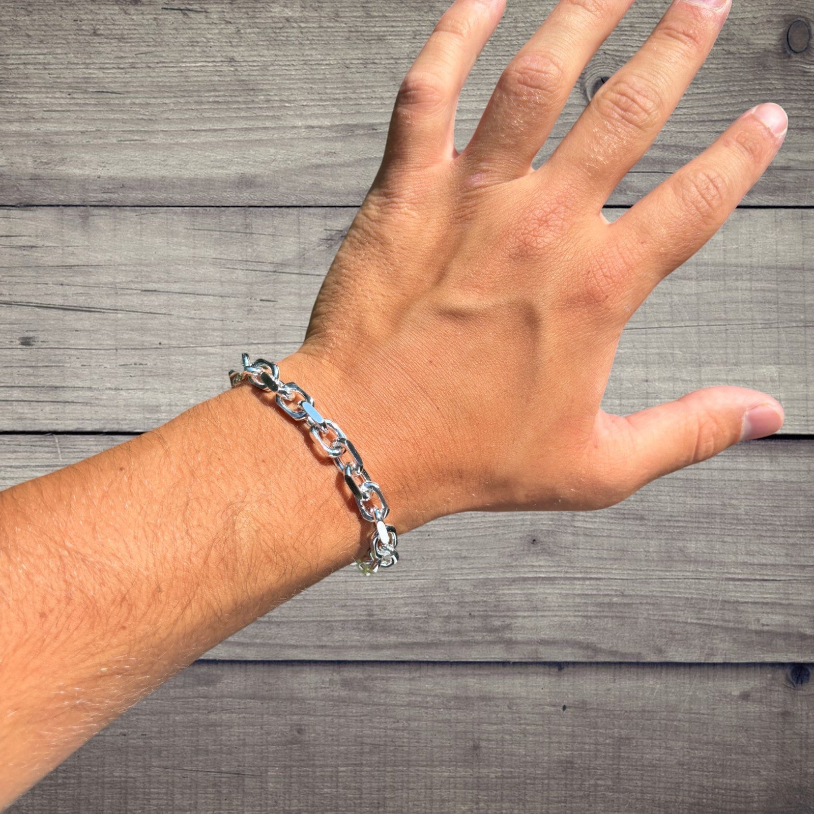 925 Sterling Silver 8mm Anchor Cable Bracelet