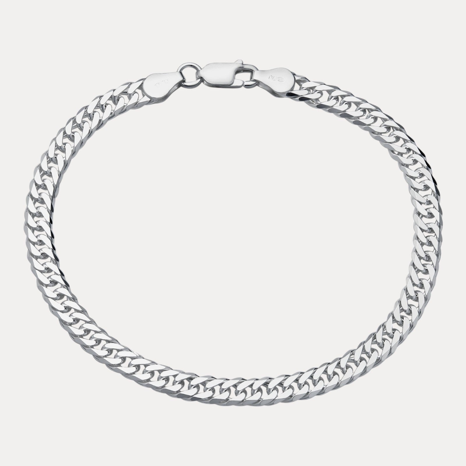 925 Sterling Silver 6mm Double Curb Bracelet