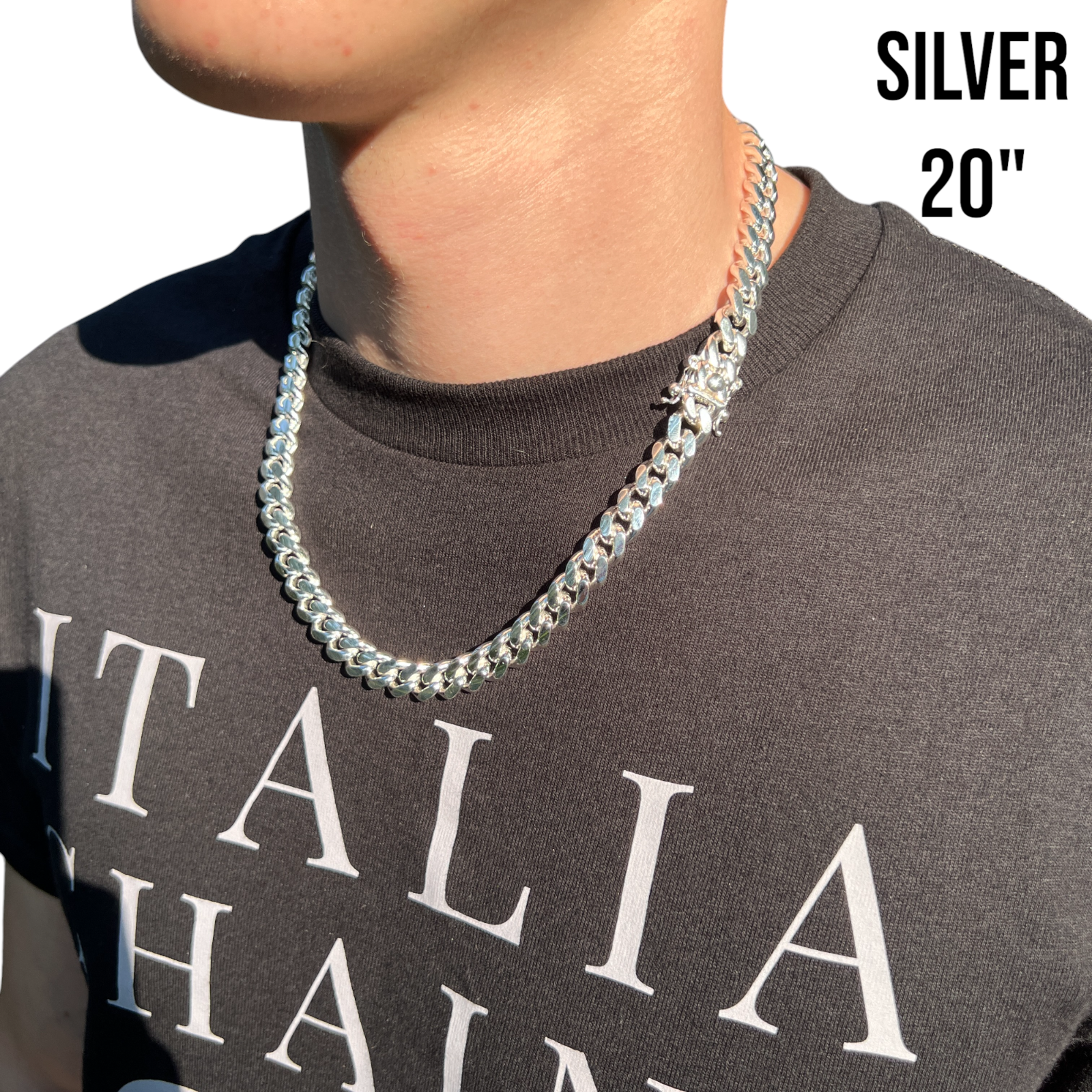 925 Sterling Silver 10mm Miami Cuban W. Box Clasp Chain Necklace