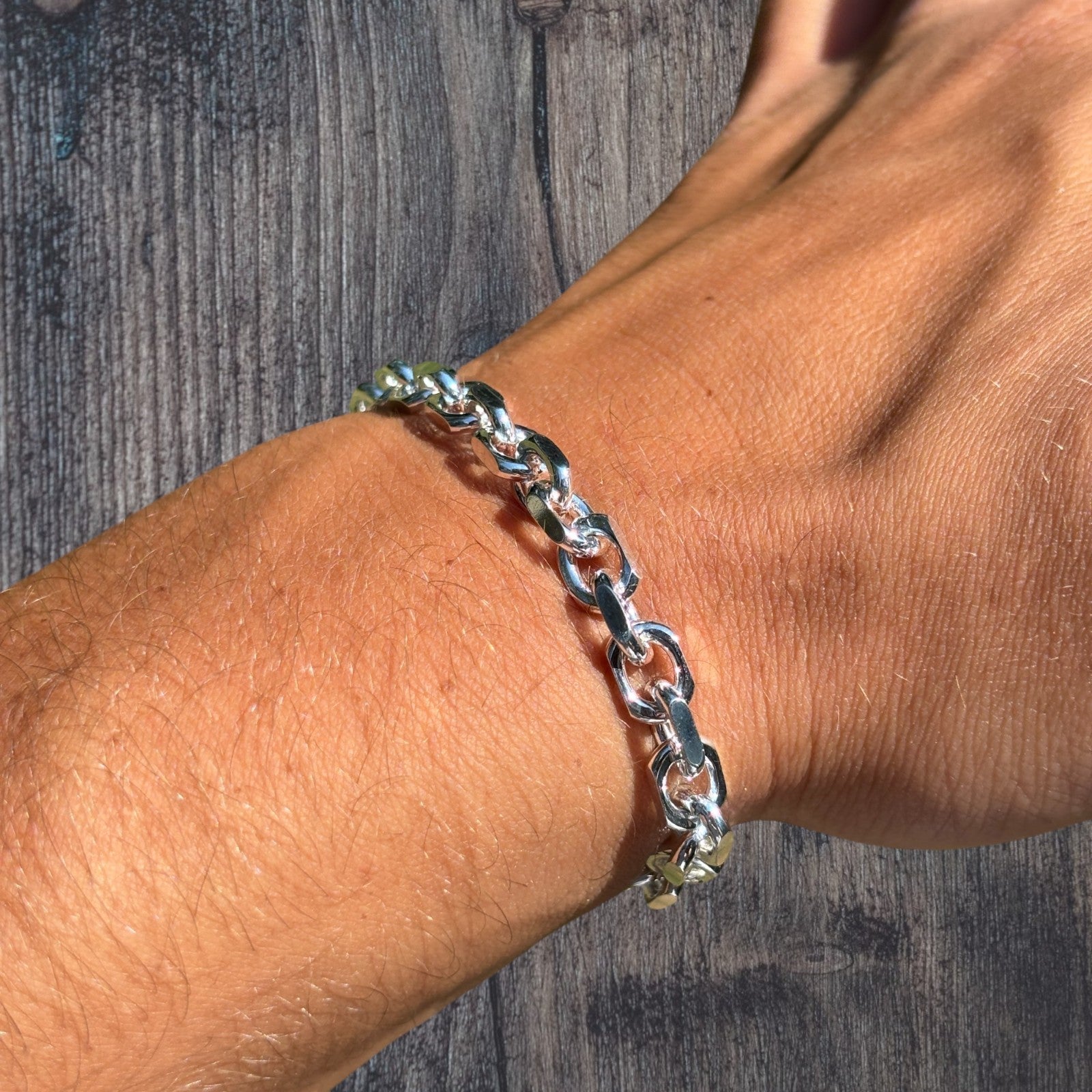 925 Sterling Silver 6mm Anchor Cable Bracelet