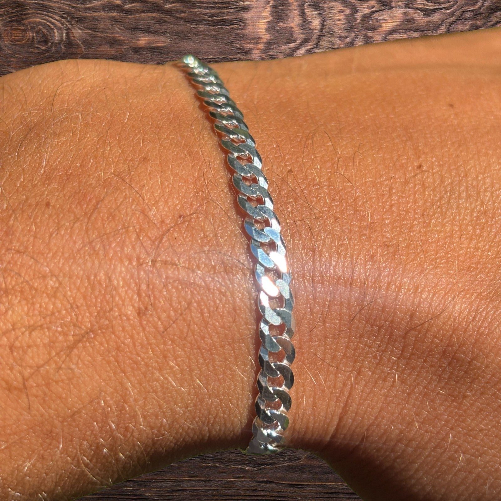 925 Sterling Silver 3mm Flat Curb Bracelet
