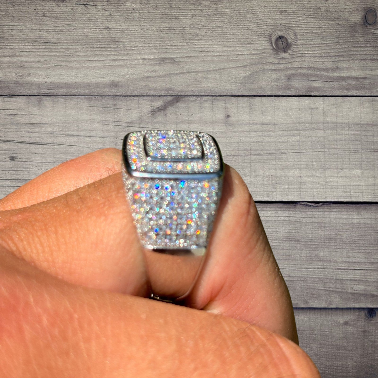 925 Sterling Silver Moissanite Square Ring