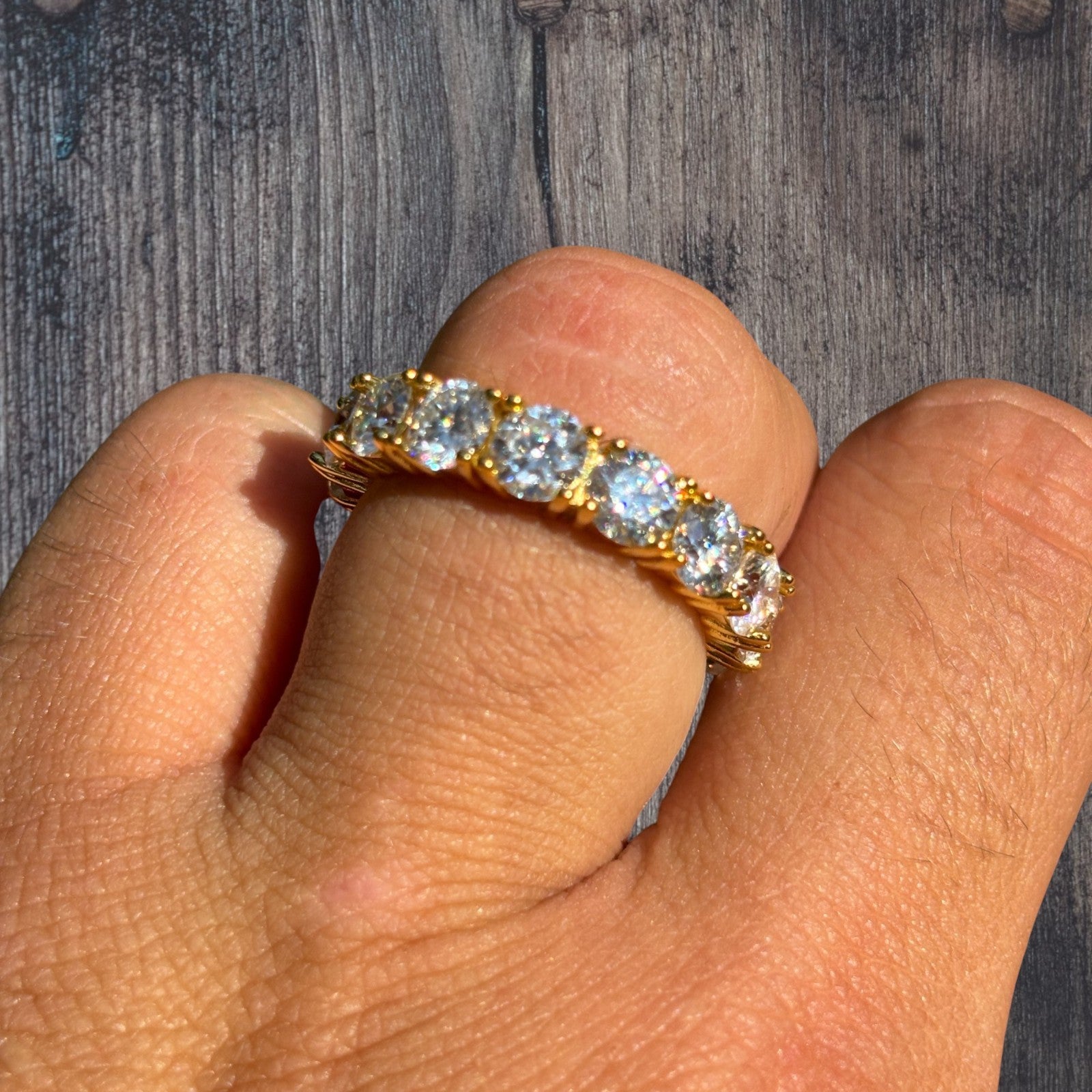 925 Sterling Silver 5mm Moissanite Wedding Band Eternity Ring