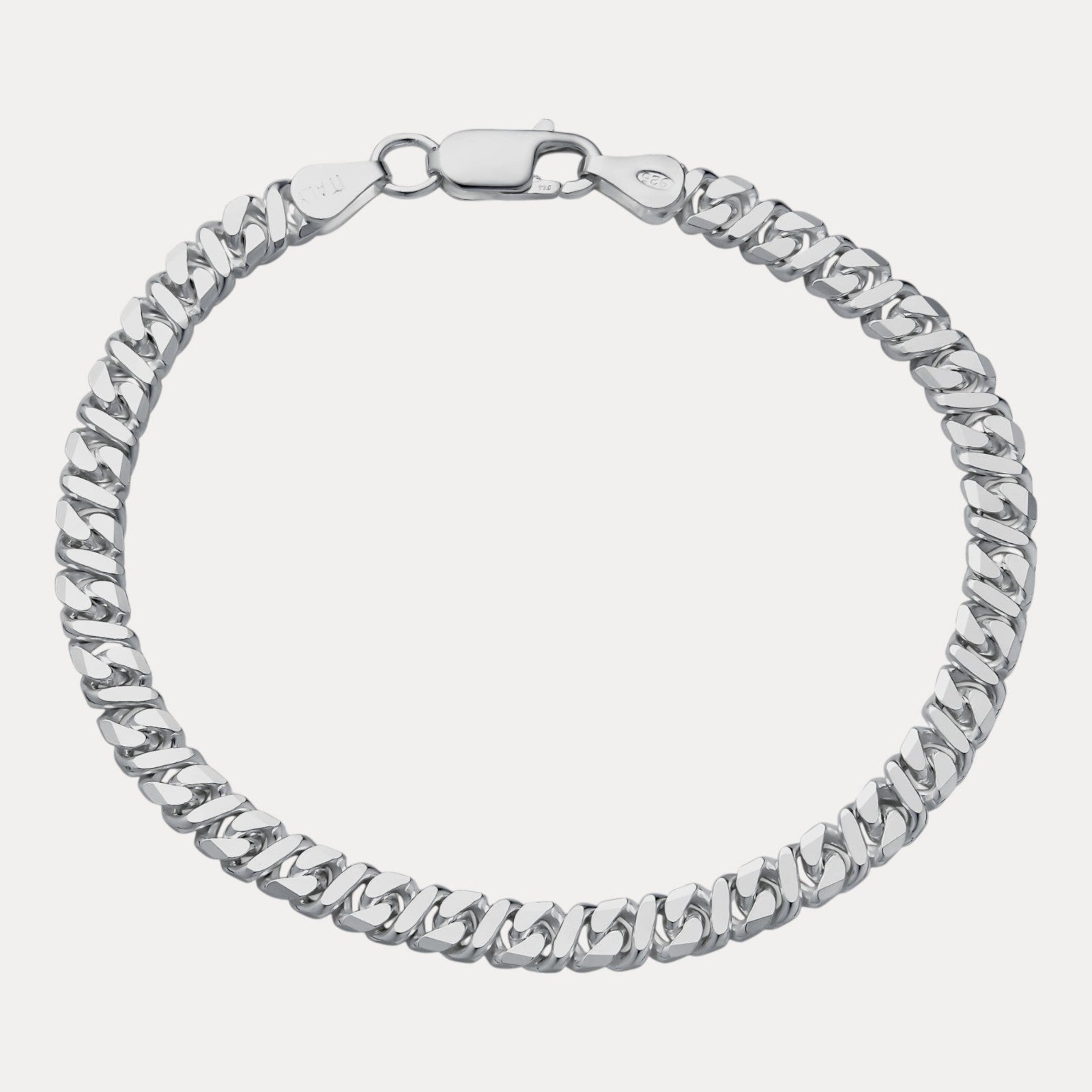 925 Sterling Silver 5mm Dollar Link Bracelet