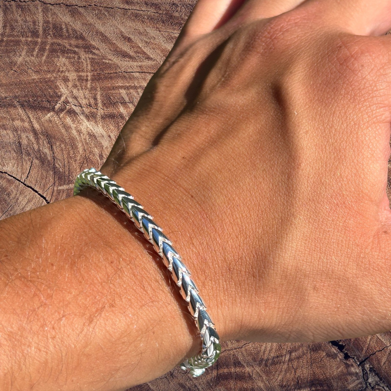 925 Sterling Silver 5mm Rounded Franco Bracelet W. Box Clasp