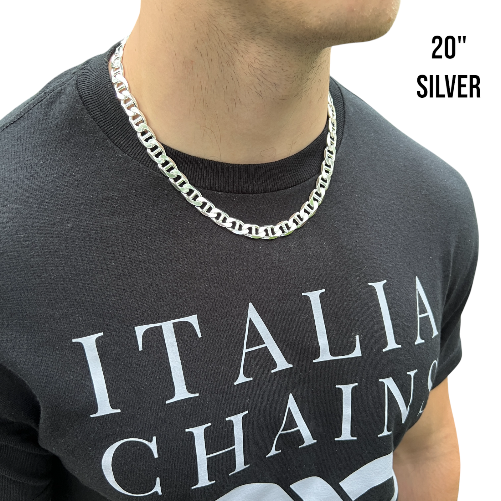 925 Sterling Silver 10mm Mariner Chain Necklace