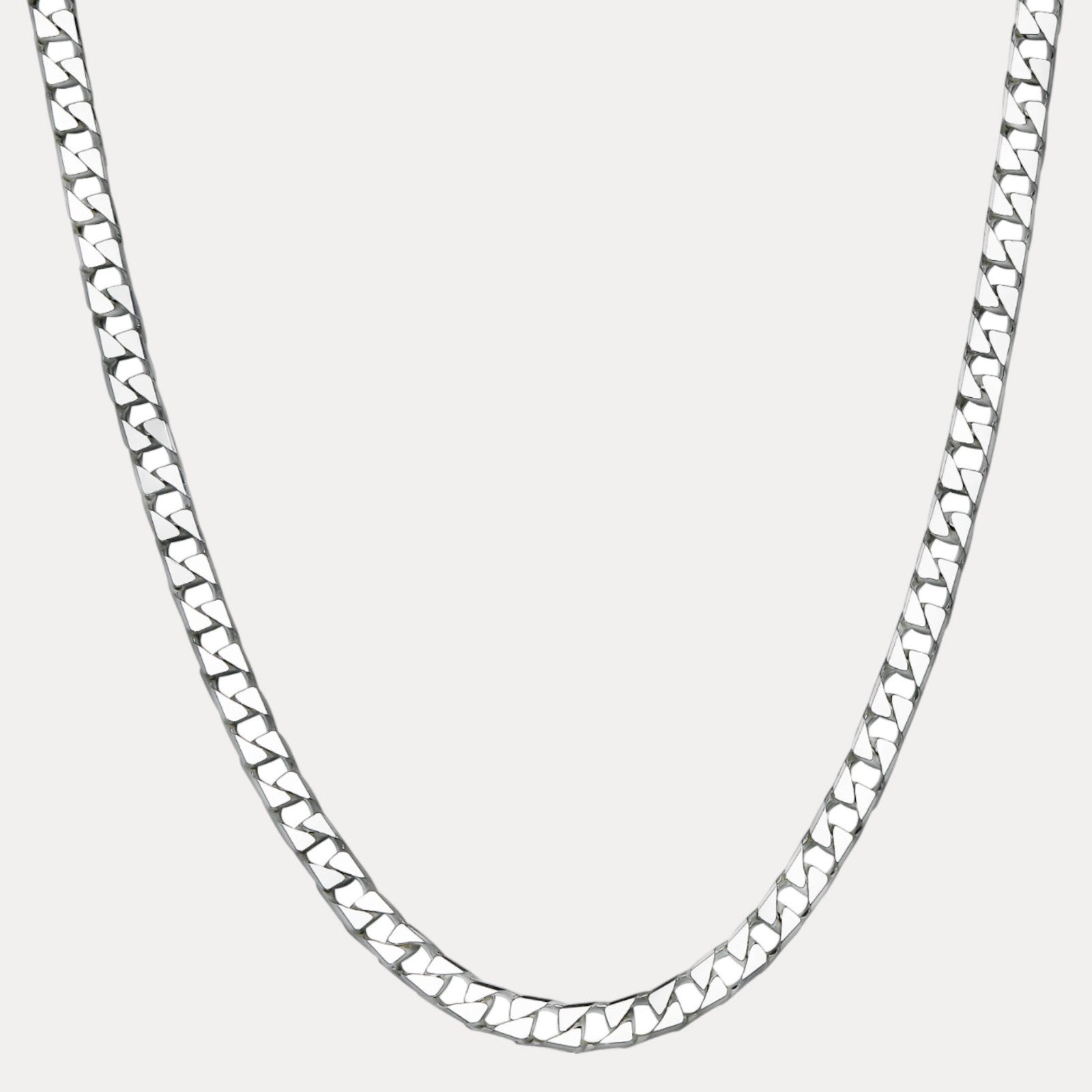 925 Sterling Silver 8mm Square Curb Chain Necklace