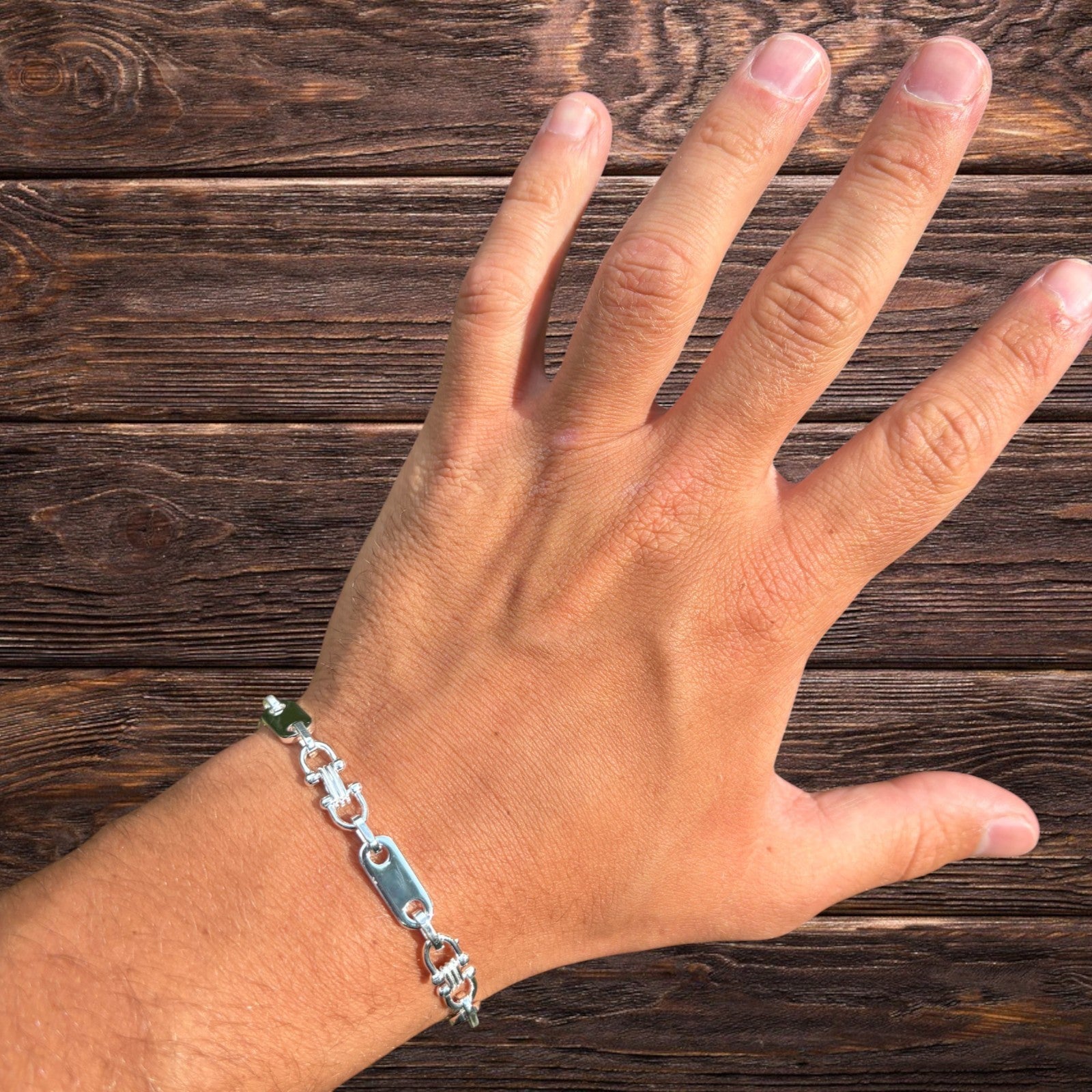 925 Sterling Silver 7.5mm Custom Ferragamo Link Bracelet