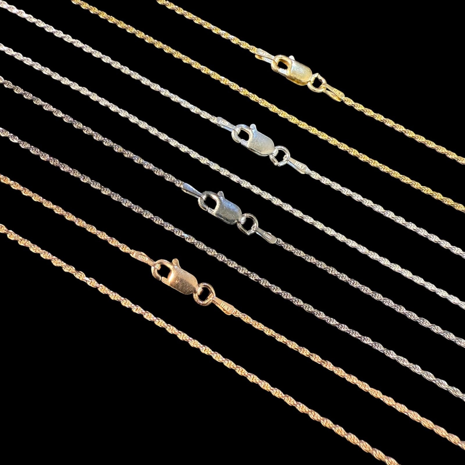 925 Sterling Silver 1.5mm Diamond Cut Rope Chain Necklace