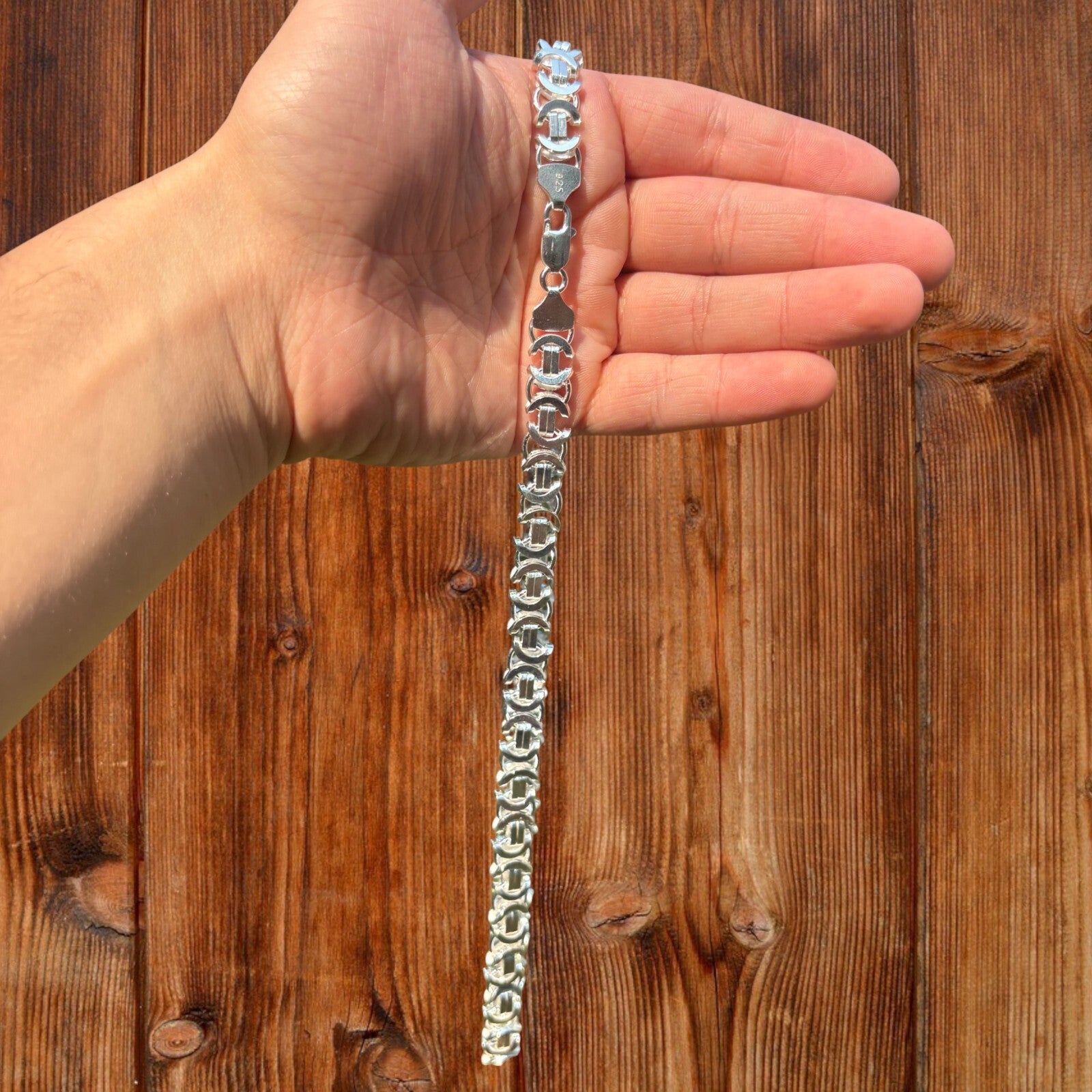 925 Sterling Silver 10mm Flat Byzantine Chain Necklace