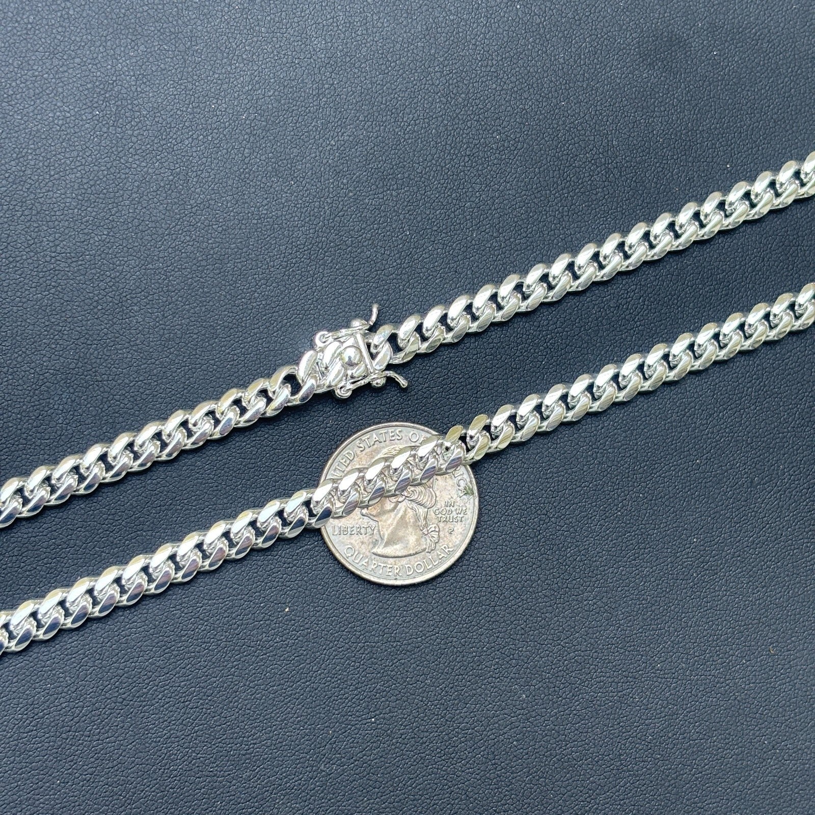 925 Sterling Silver 6mm Miami Cuban W. Box Clasp Chain Necklace