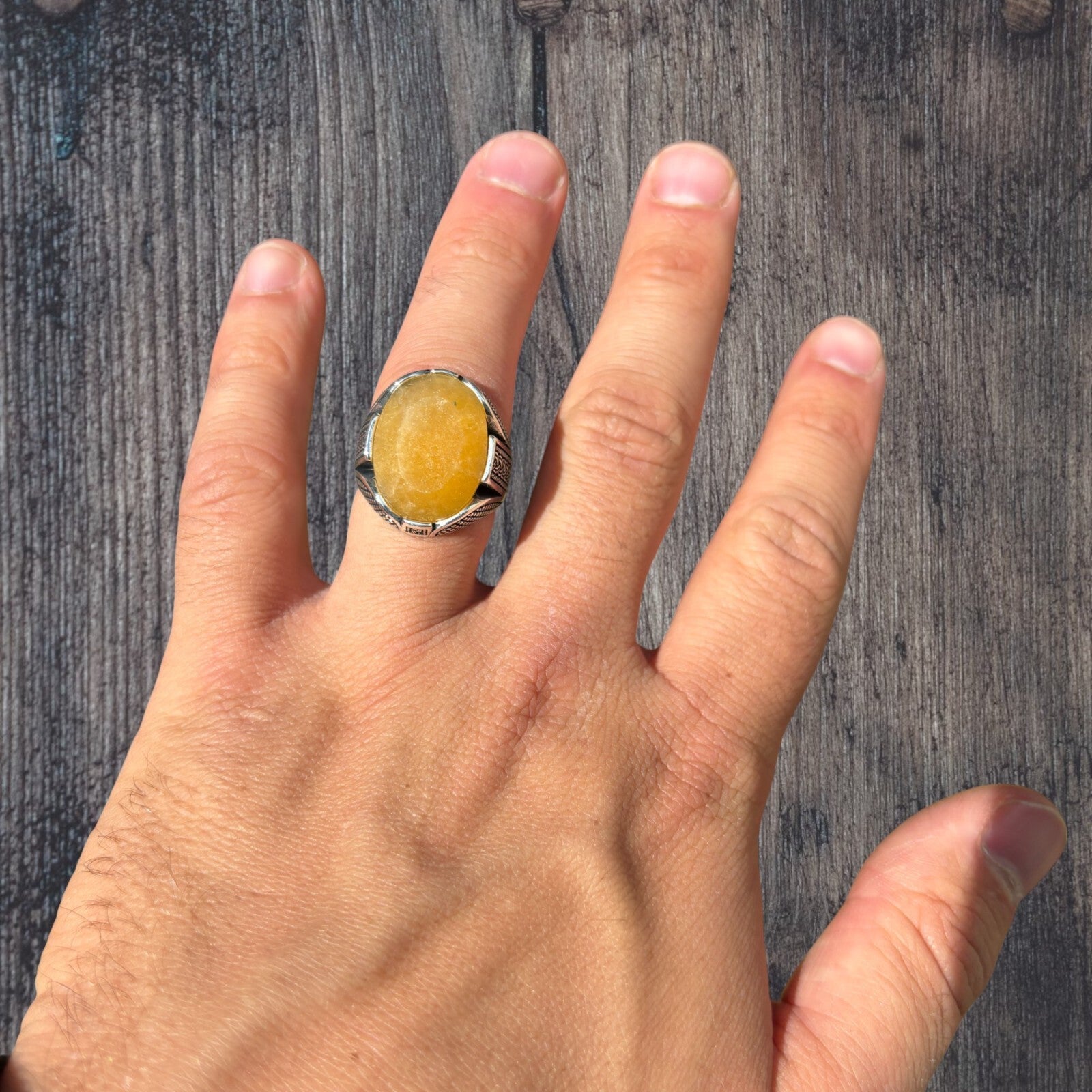 925 Sterling Silver Yellow Sapphire Stone Ring