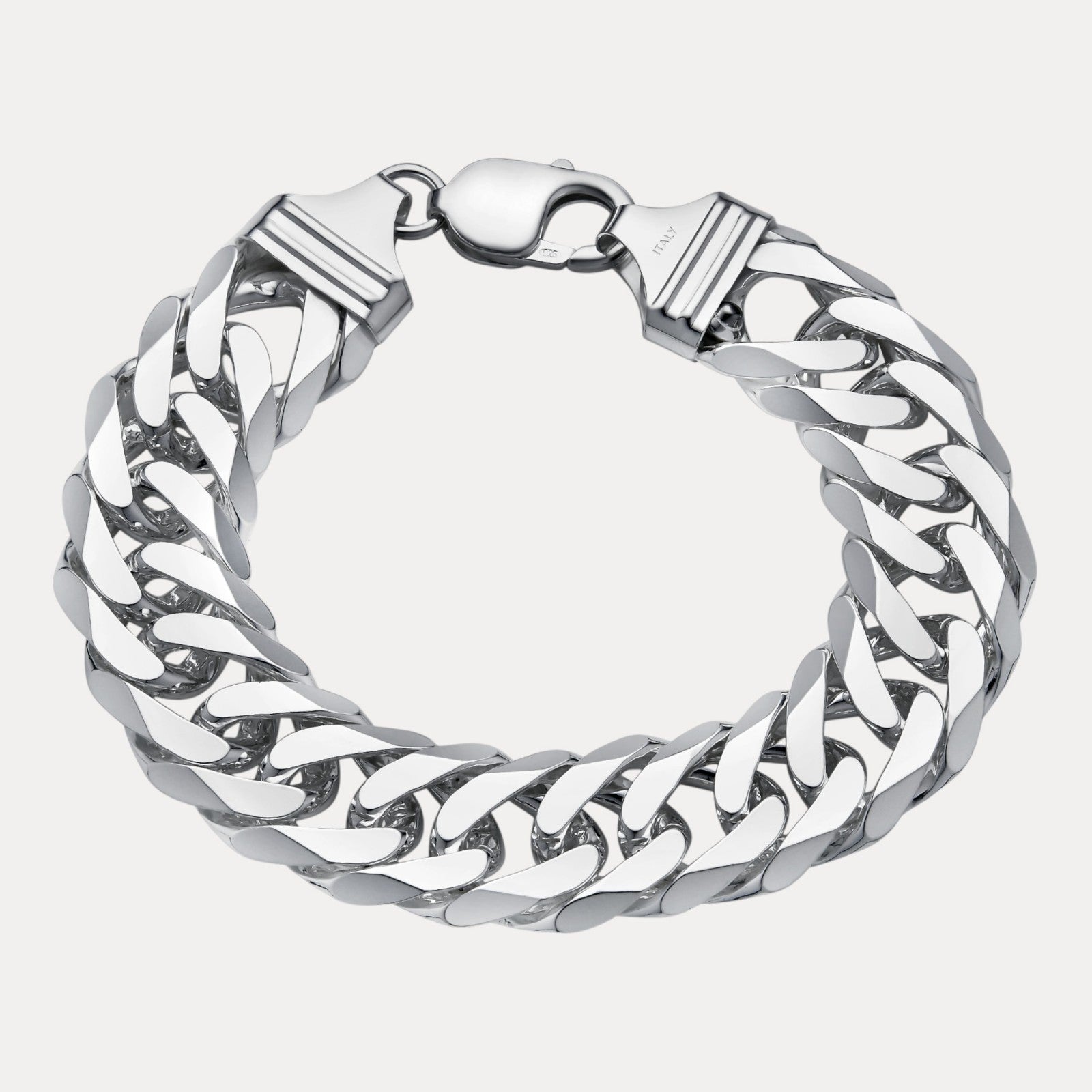 925 Sterling Silver 16mm Double Curb Bracelet
