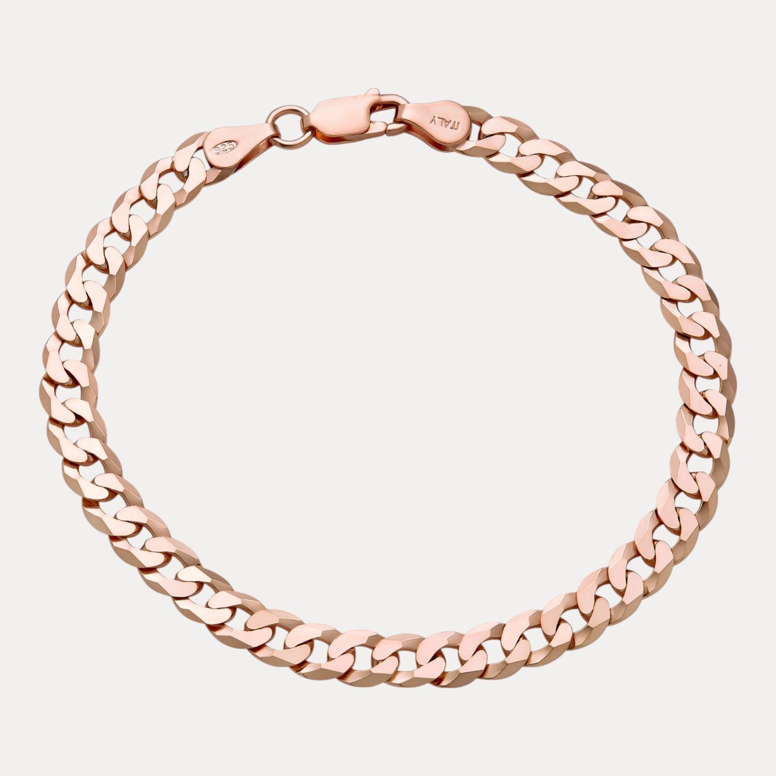 925 Sterling Silver 6mm Flat Curb Bracelet