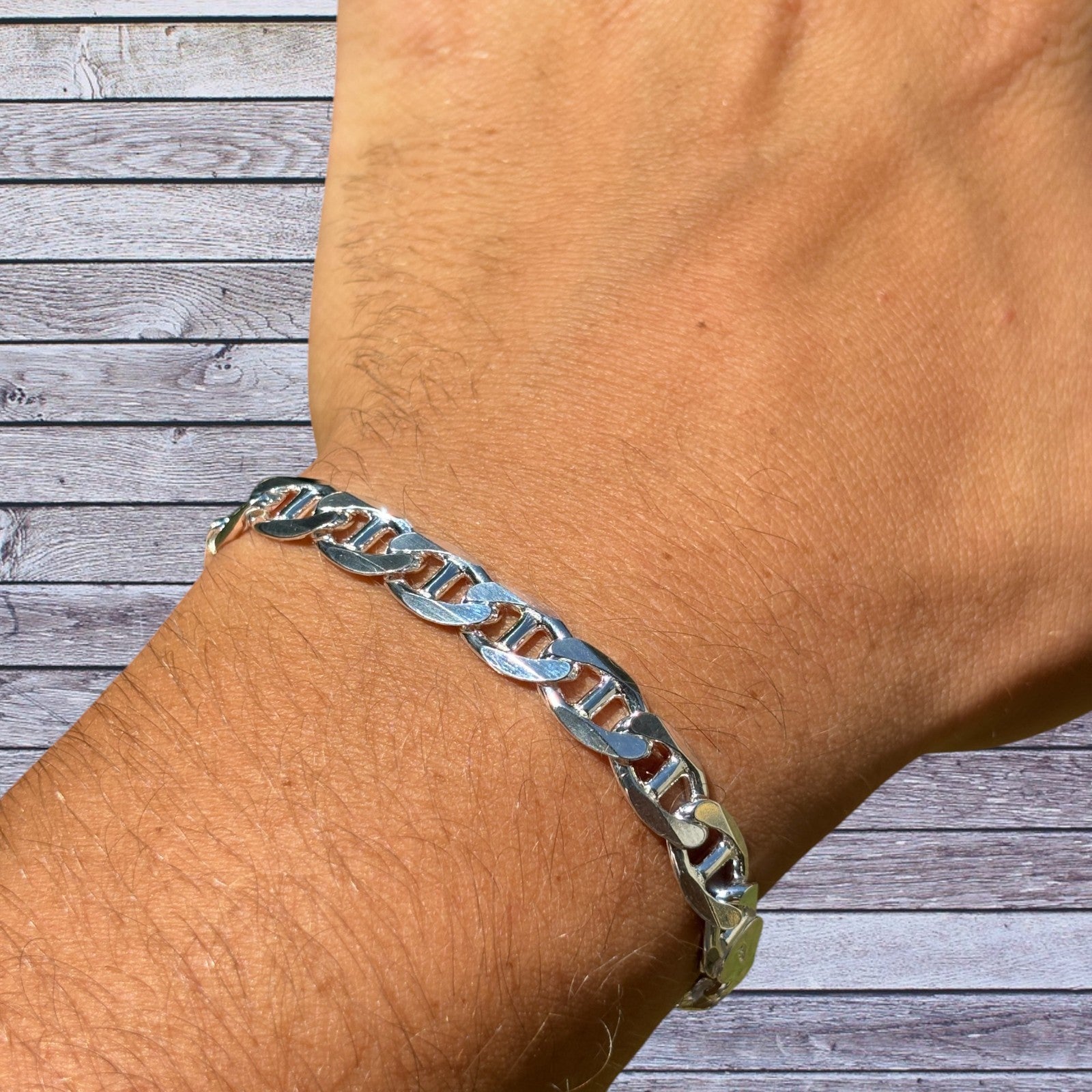 925 Sterling Silver 8mm Mariner Bracelet