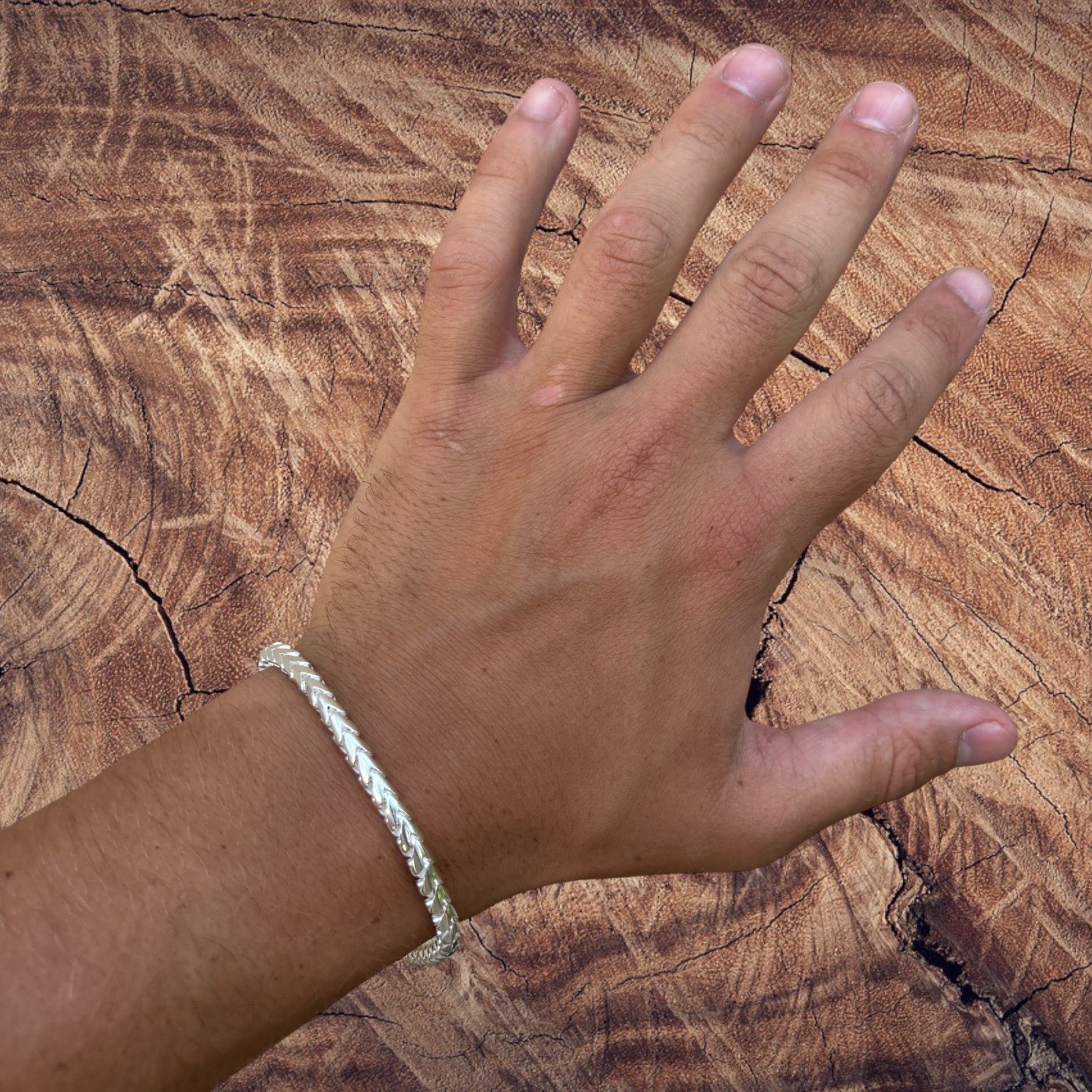 925 Sterling Silver 5mm Rounded Franco Bracelet W. Box Clasp