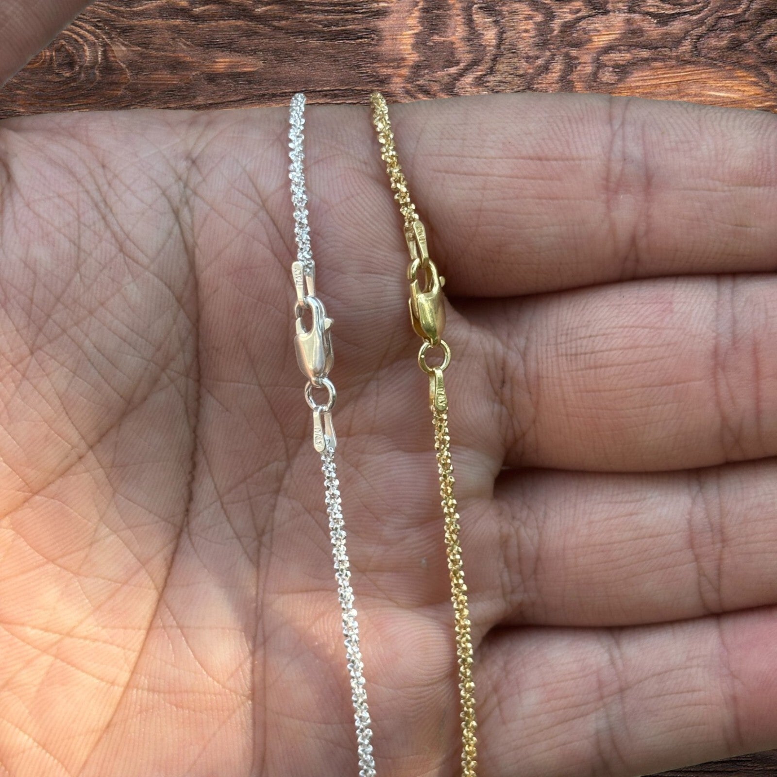 925 Sterling Silver 2mm Sparkle Rock Chain Necklace