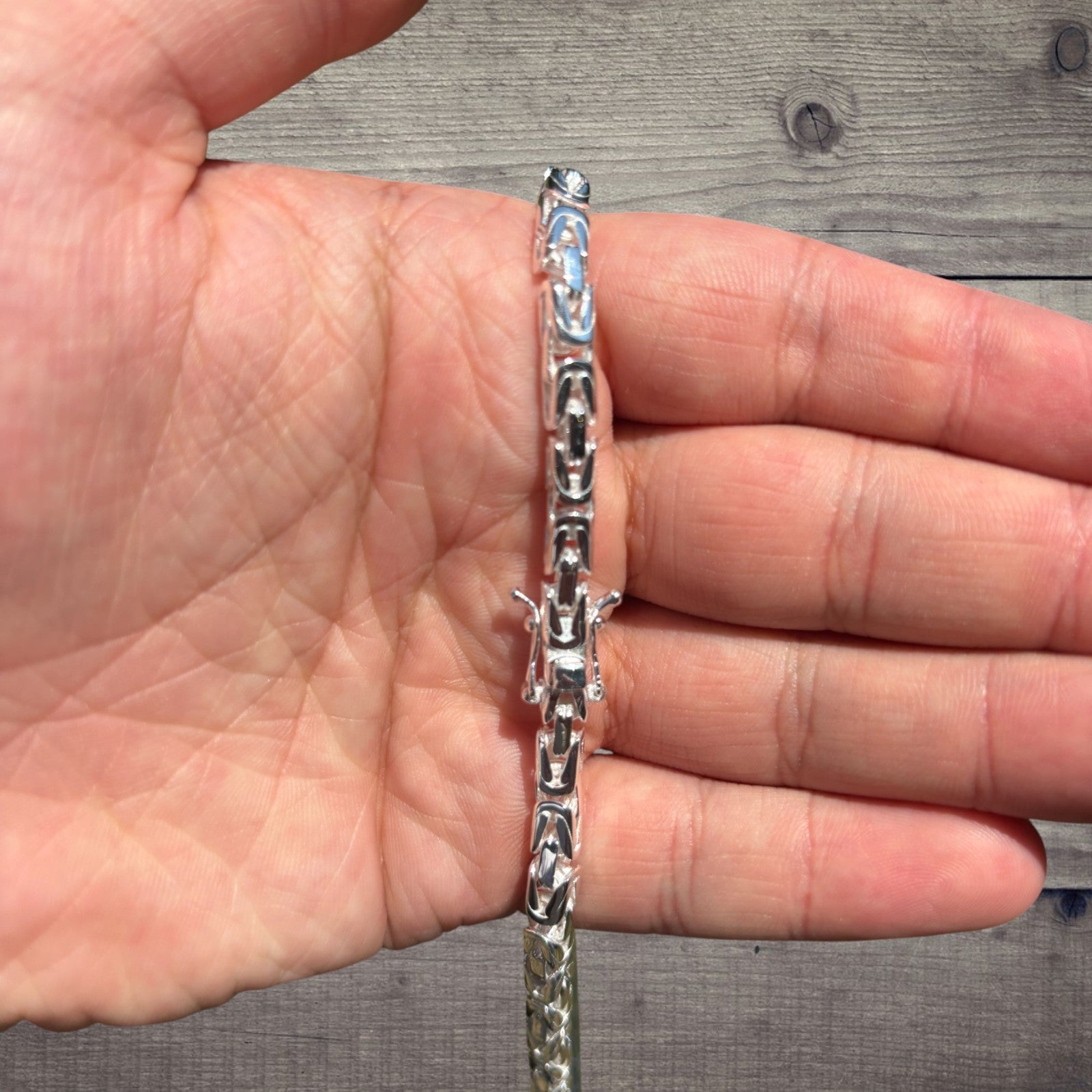 925 Sterling Silver 5mm Byzantine W. Box Clasp Chain Necklace
