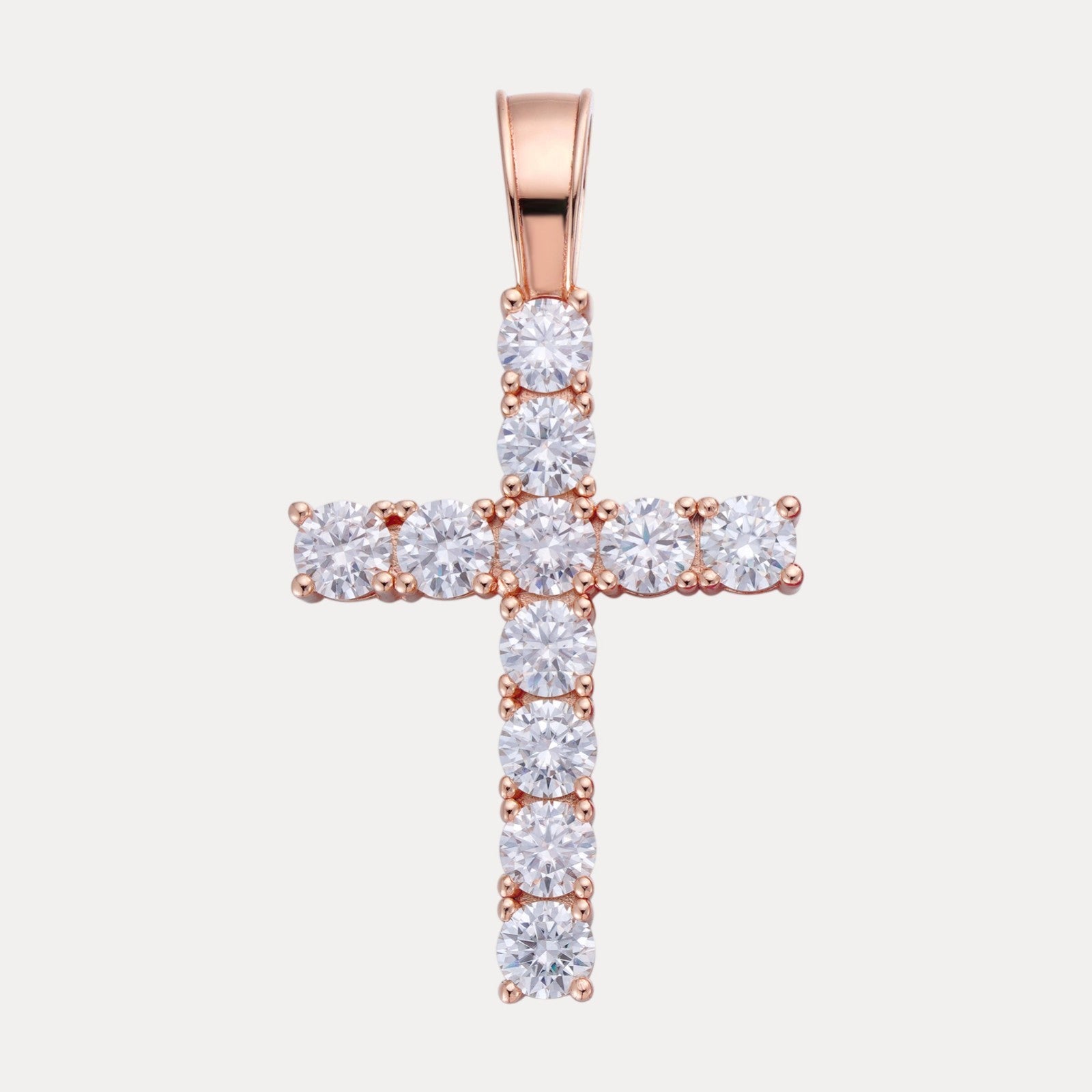 925 Sterling Silver Tennis Cross Pendant With Moissanite - Large