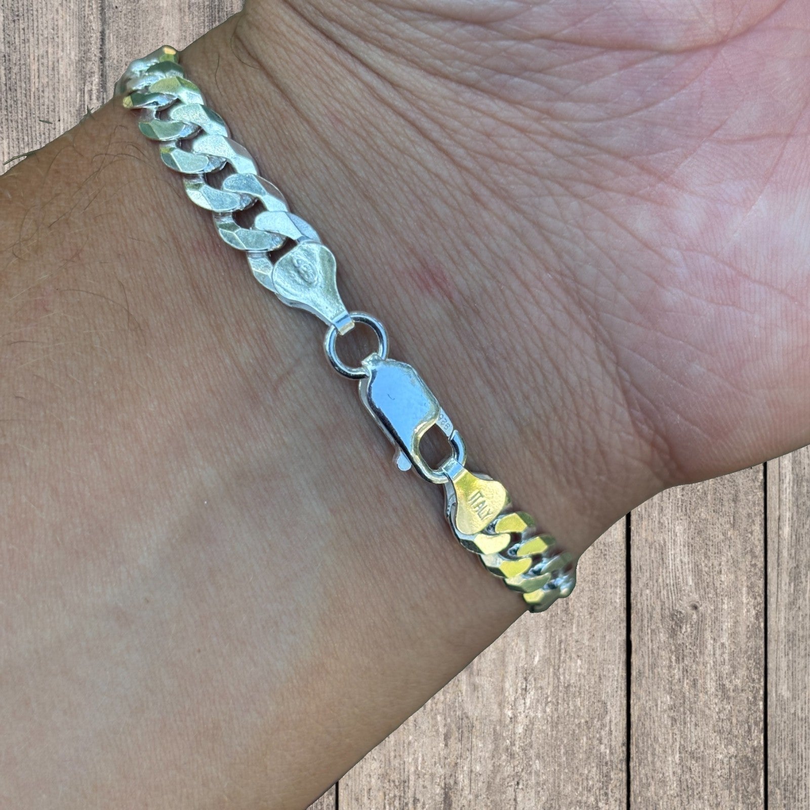 925 Sterling Silver 7mm Flat Curb Bracelet