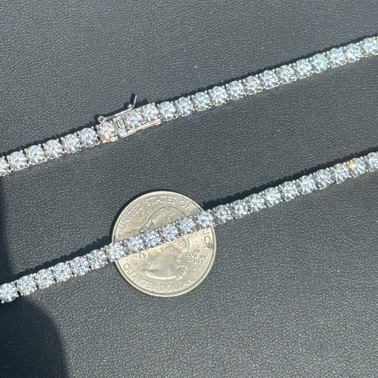 925 Sterling Silver 4mm Tennis Chain Necklace - CZ Or Moissanite