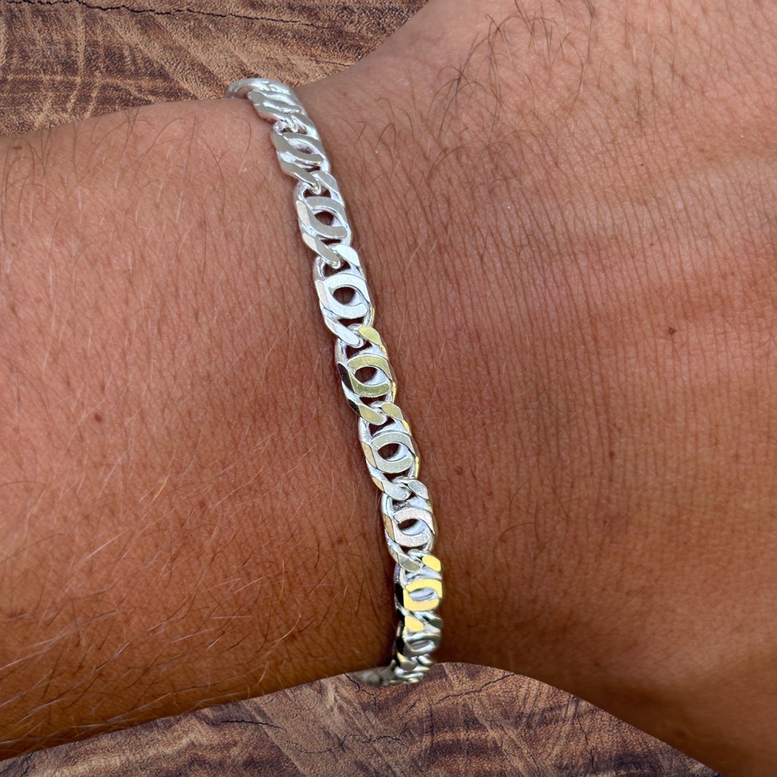 925 Sterling Silver 5.5mm Tiger Eye Bracelet