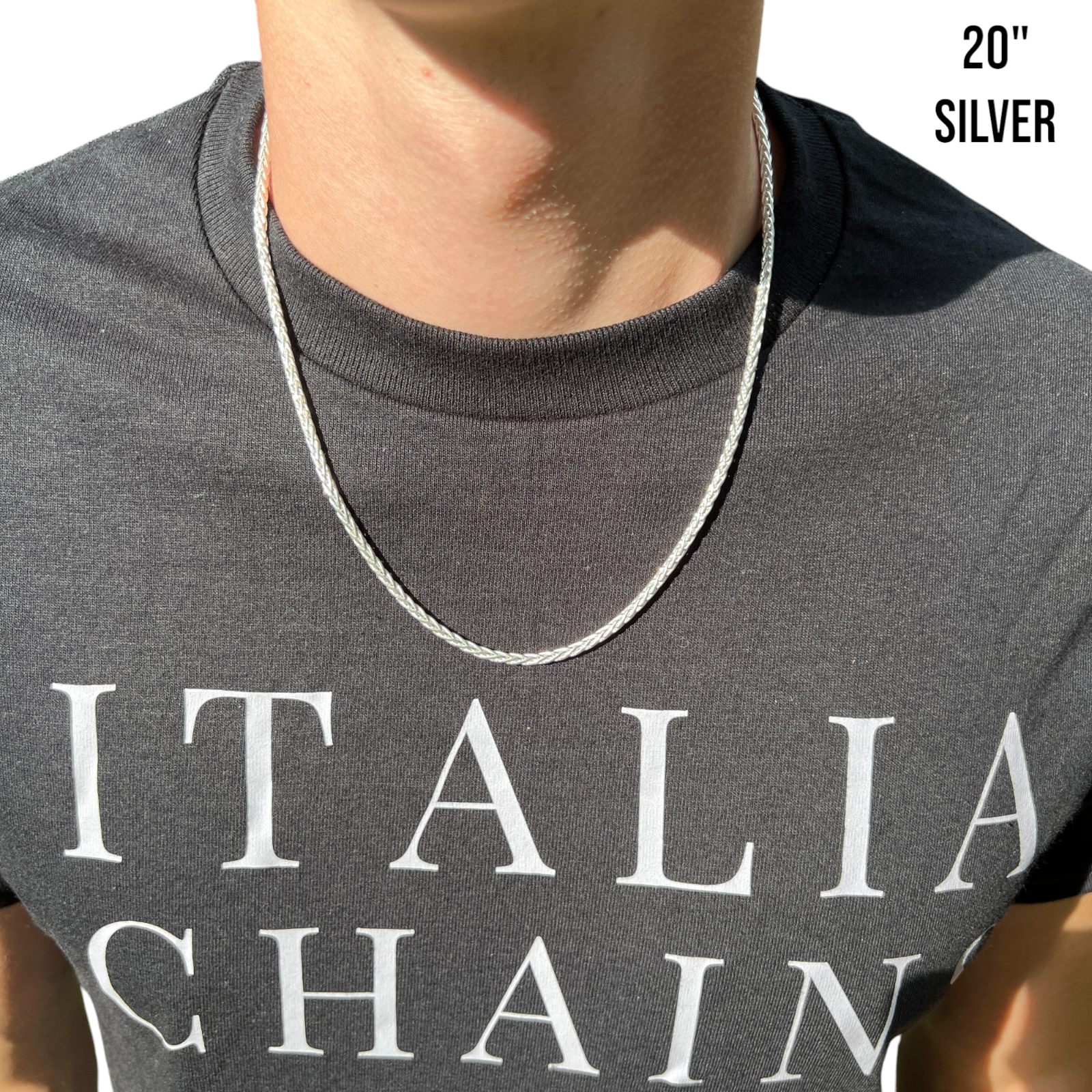 925 Sterling Silver 3mm Wheat Chain Necklace - ITALIA Chains