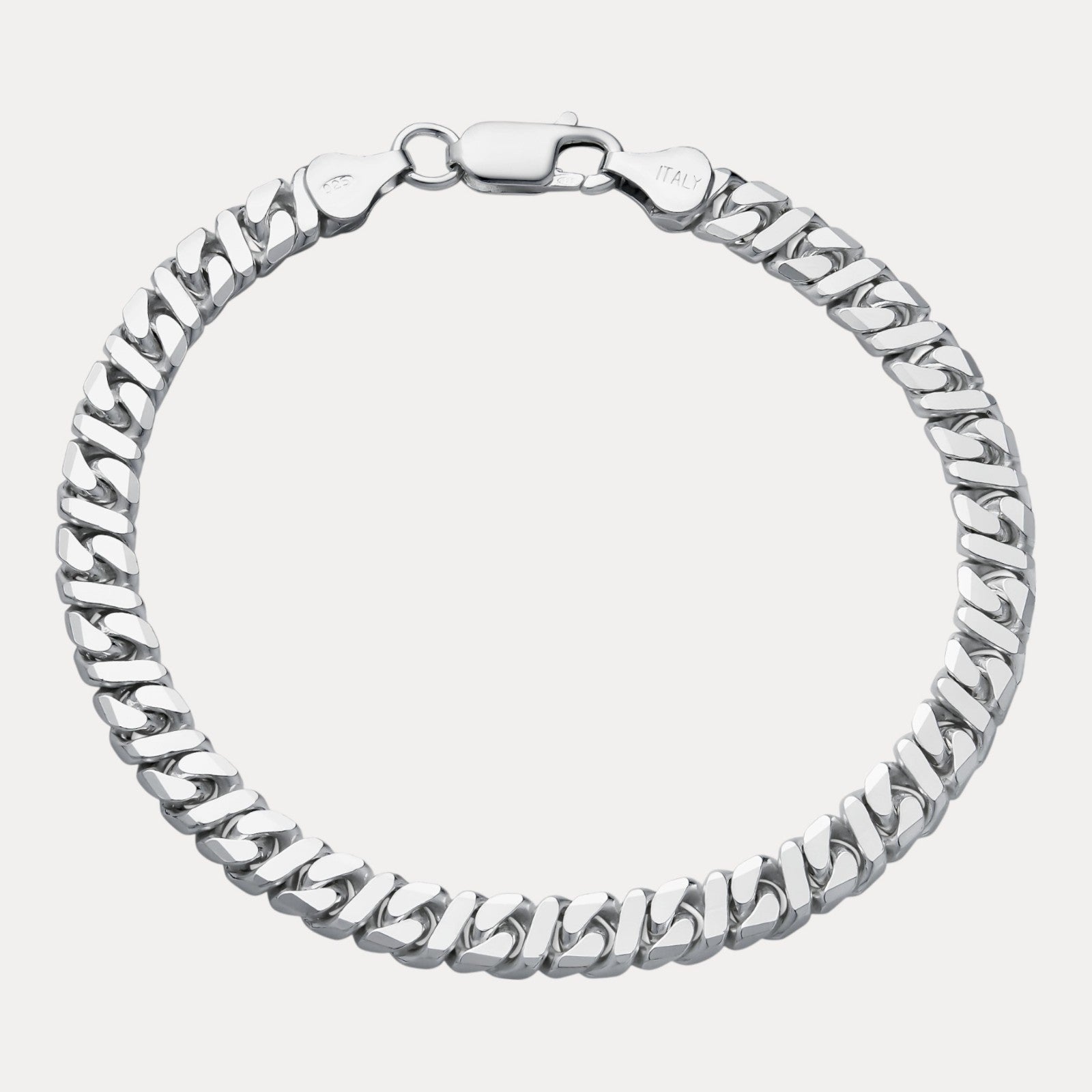 925 Sterling Silver 6mm Dollar Link Bracelet