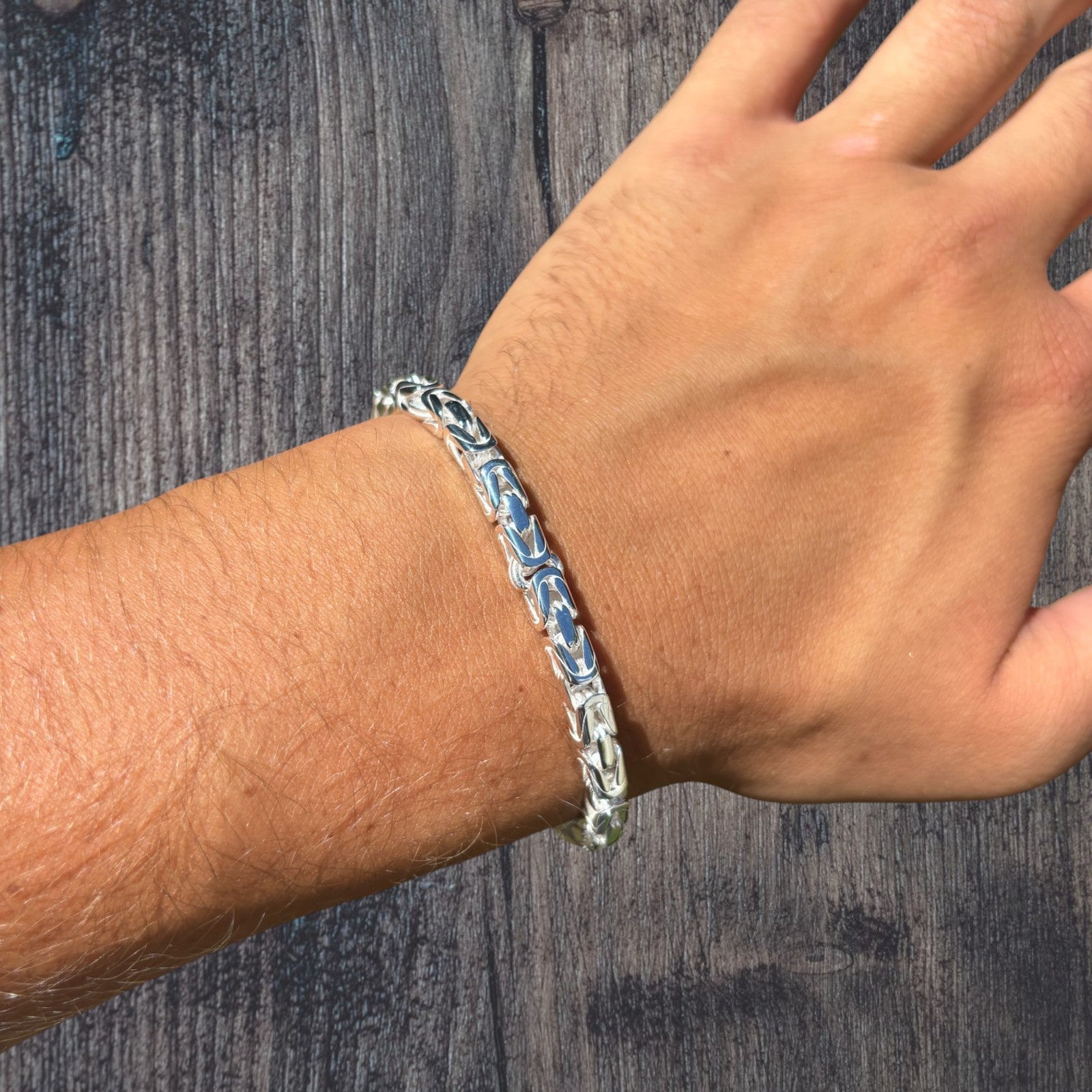925 Sterling Silver 5mm Byzantine W. Box Clasp Bracelet