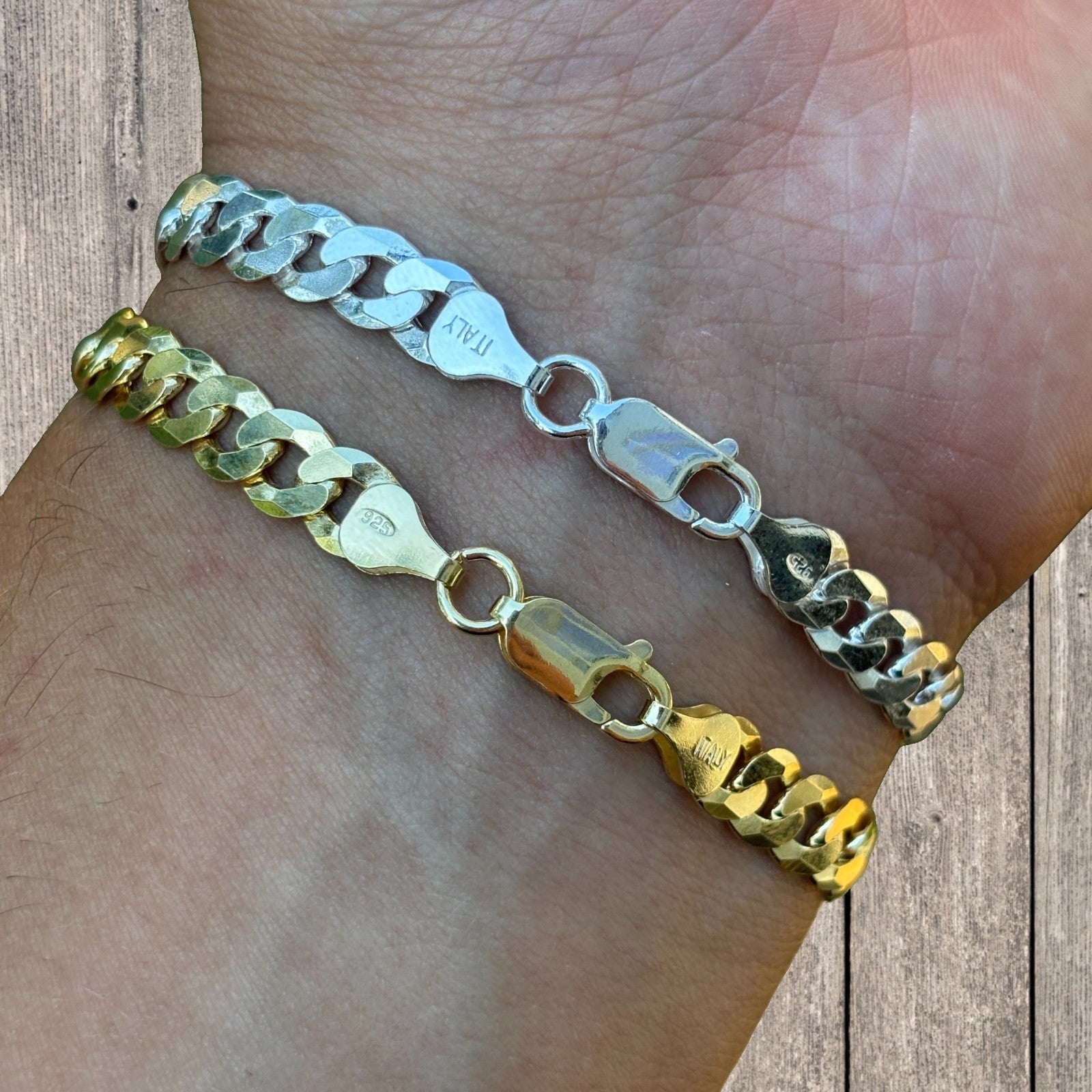 925 Sterling Silver 7mm Flat Curb Bracelet