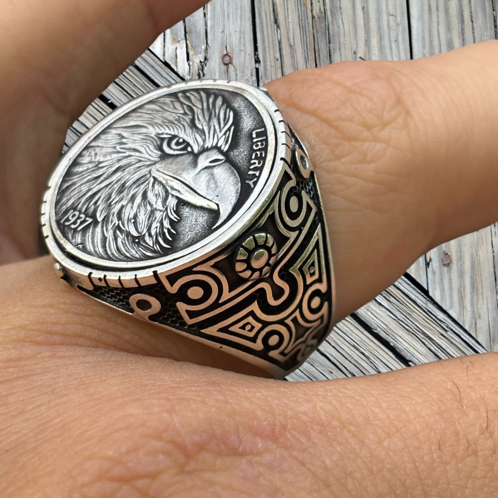 925 Sterling Silver American Eagle Ring