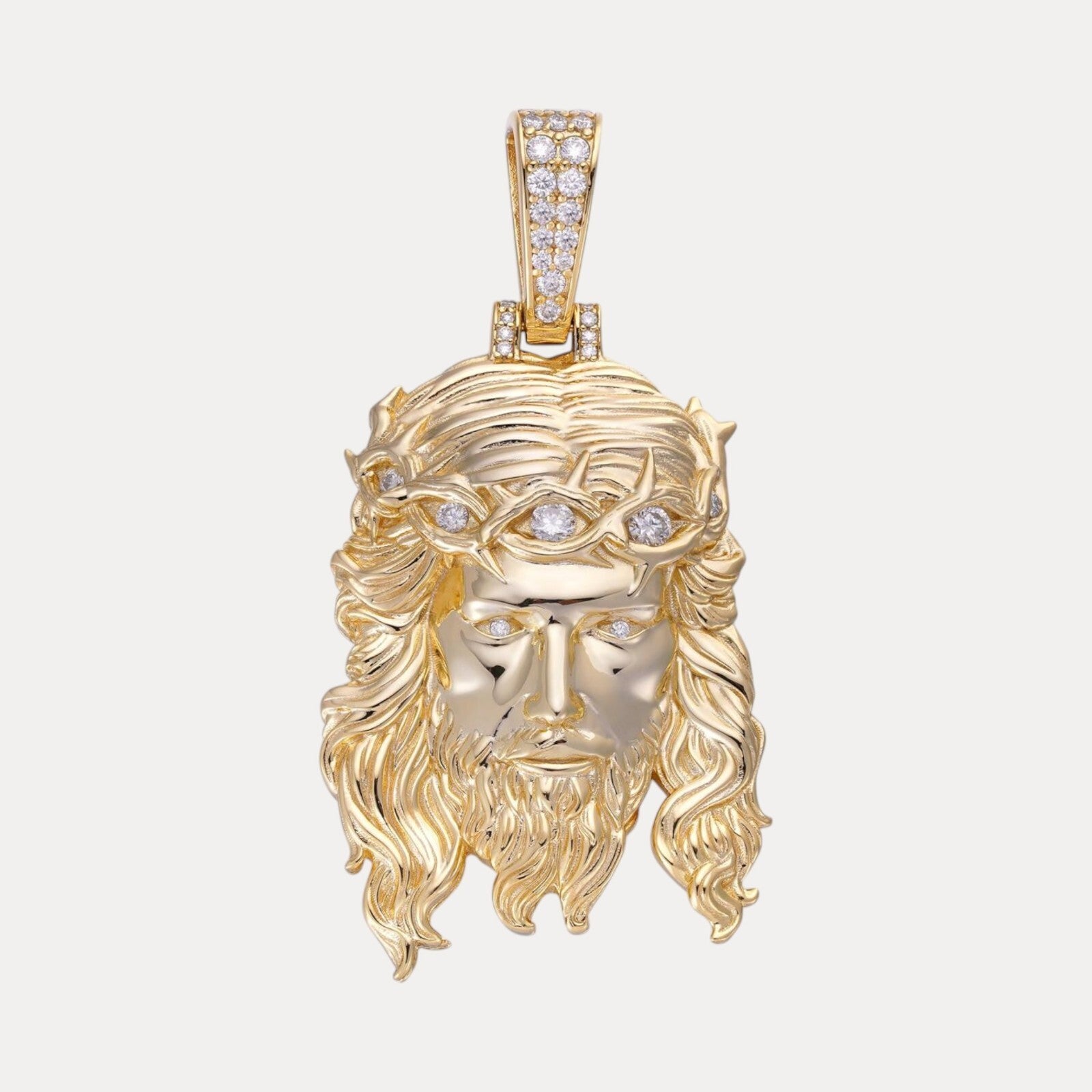 925 Sterling Silver Jesus Pendant With Moissanite - Medium