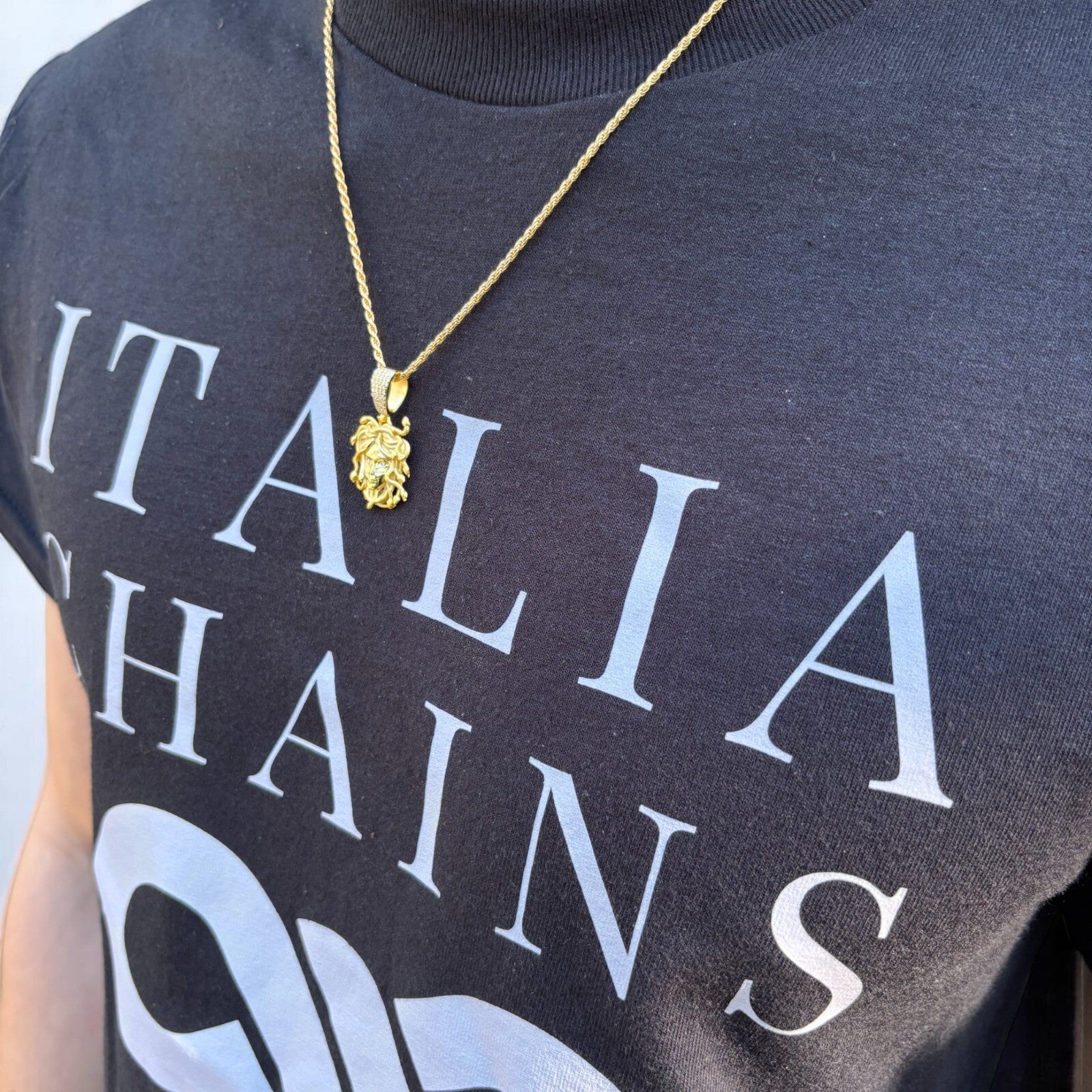 925 Sterling Silver Medusa Head Pendant With Moissanite - Small