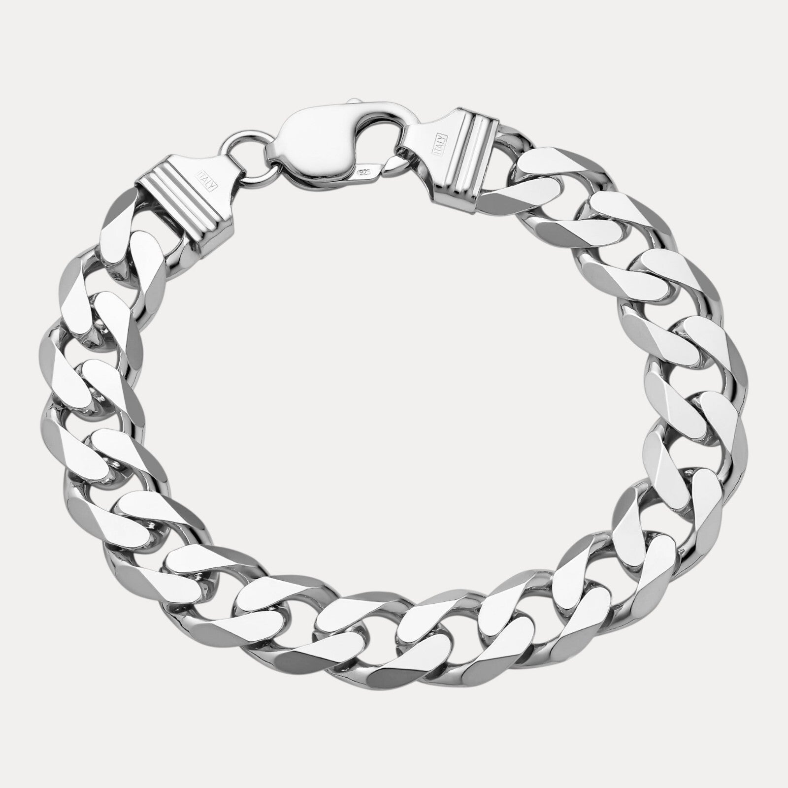 925 Sterling Silver 12mm Curb Bracelet
