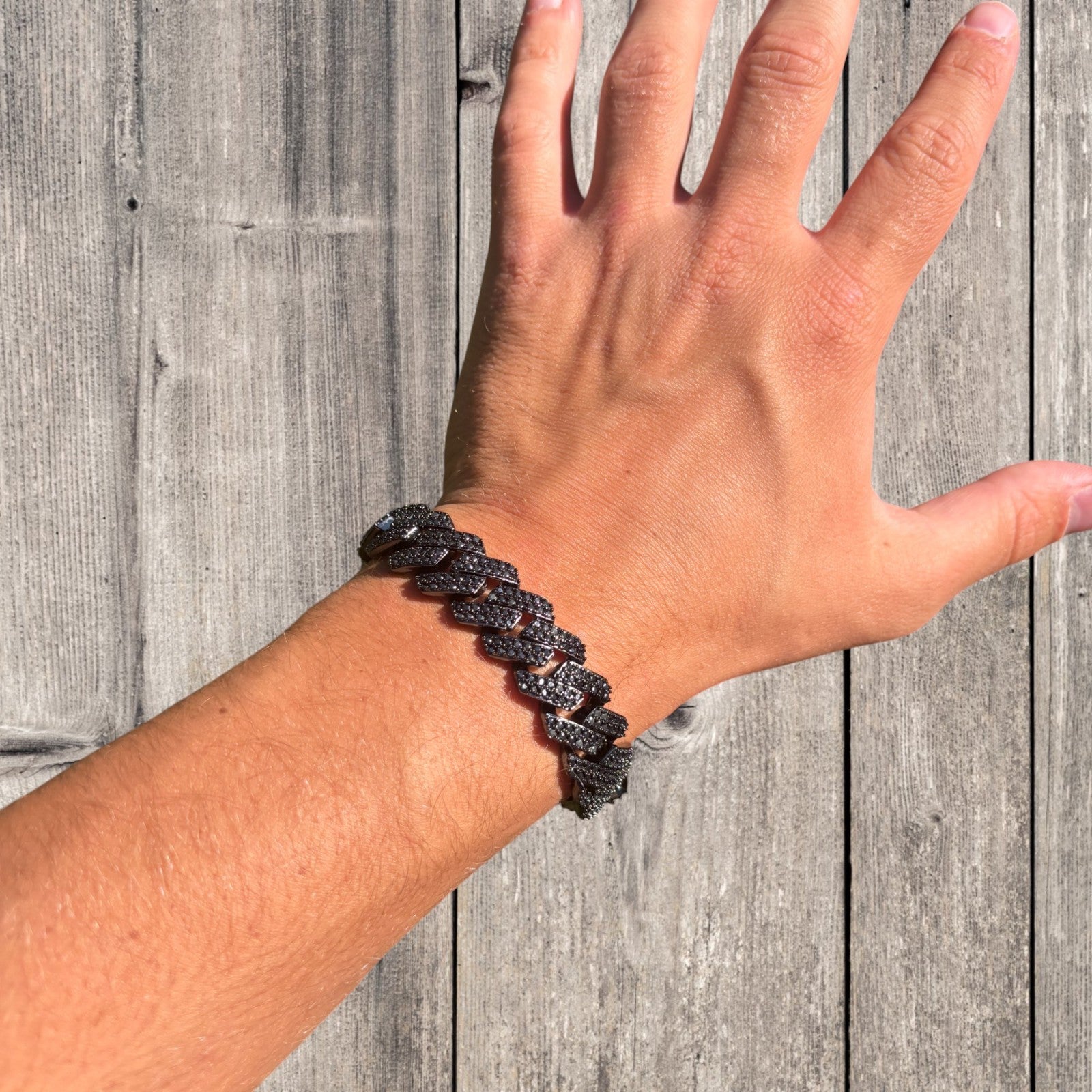 925 Sterling Silver 16mm Moissanite Cuban Prong Bracelet