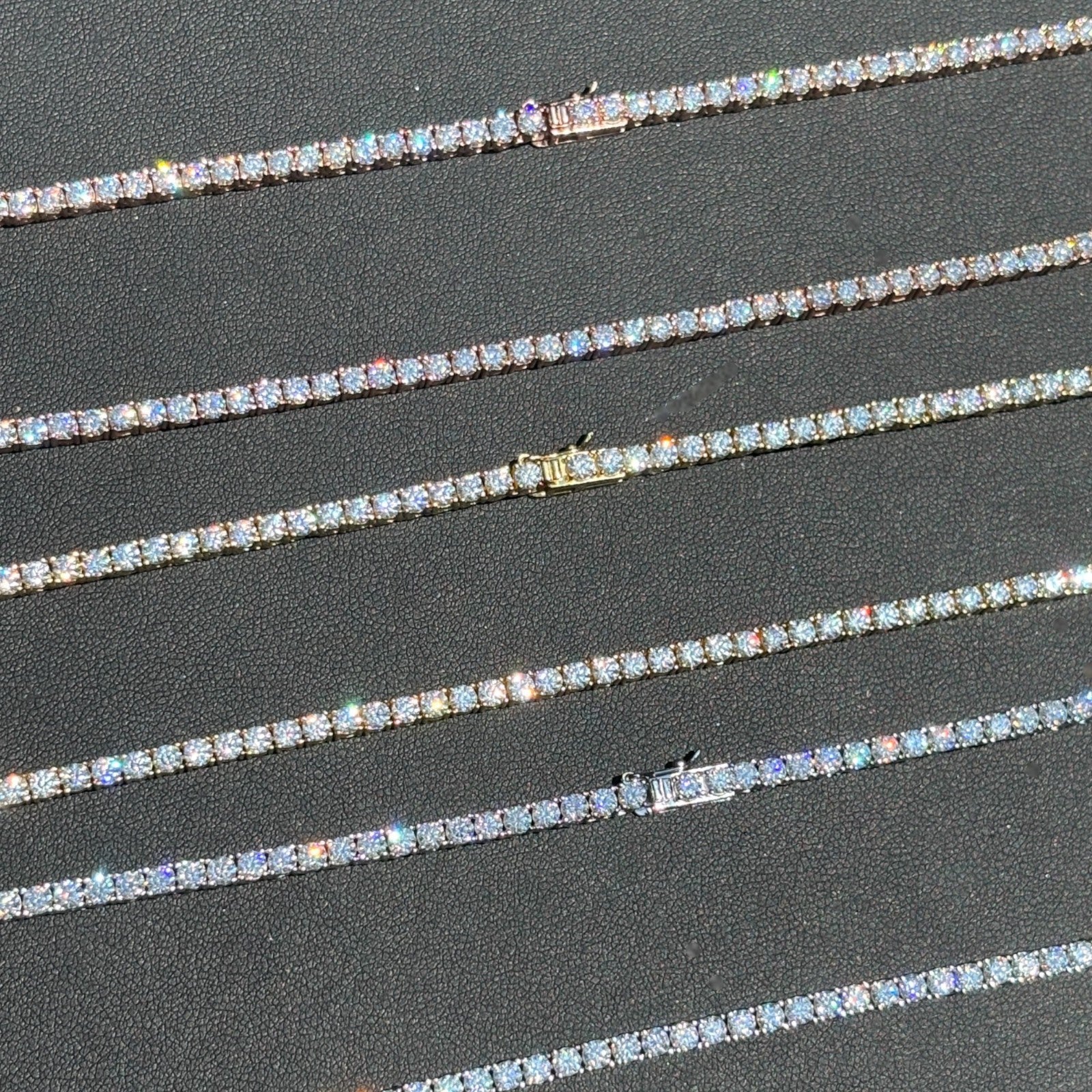 925 Sterling Silver 3mm Tennis Chain Necklace - CZ Or Moissanite