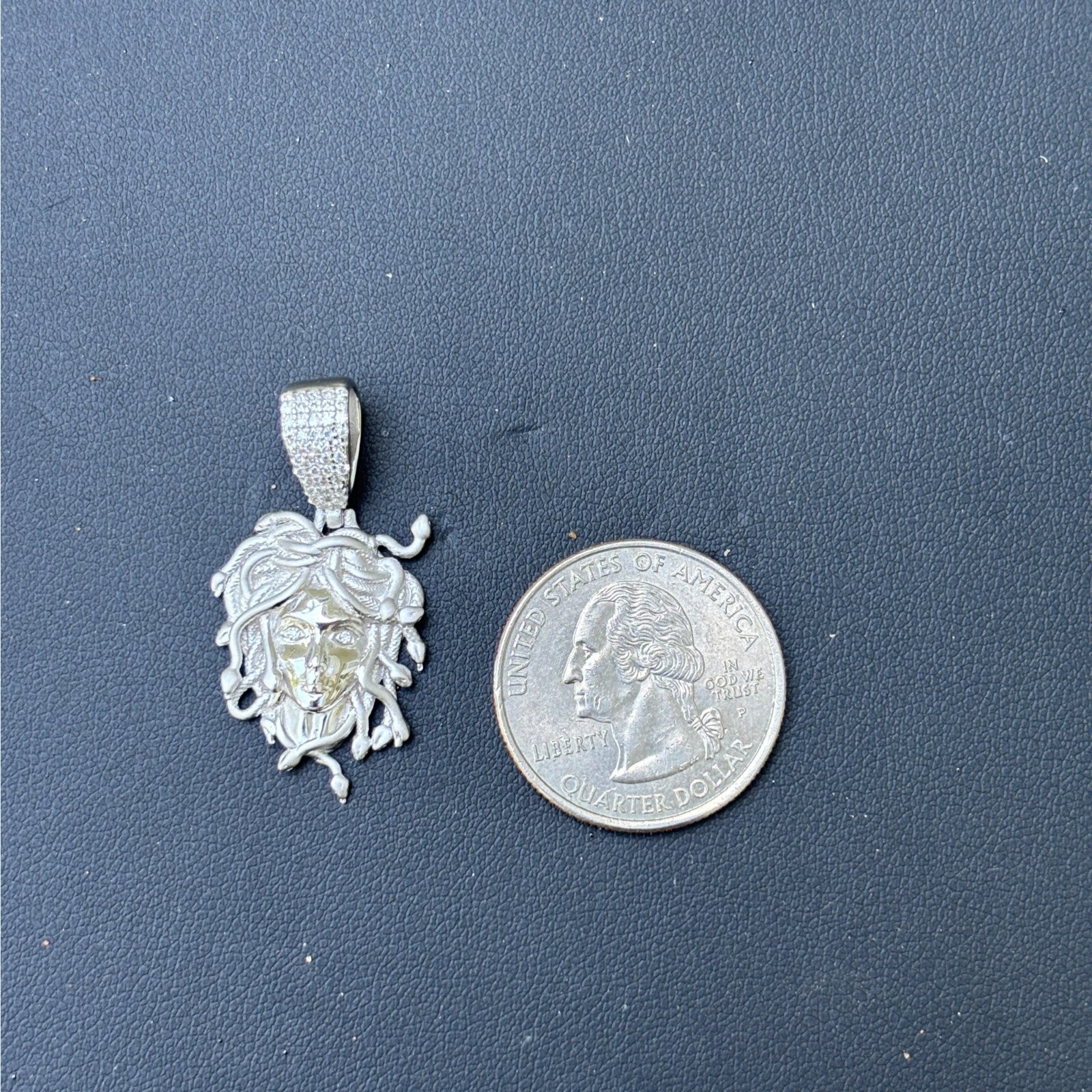 925 Sterling Silver Medusa Head Pendant With Moissanite - Small