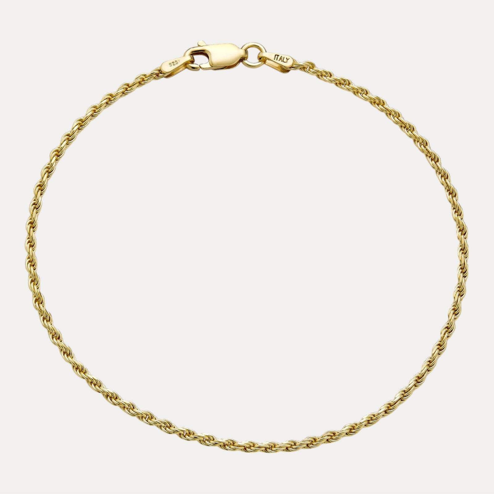 925 Sterling Silver 2mm Diamond Cut Rope Bracelet