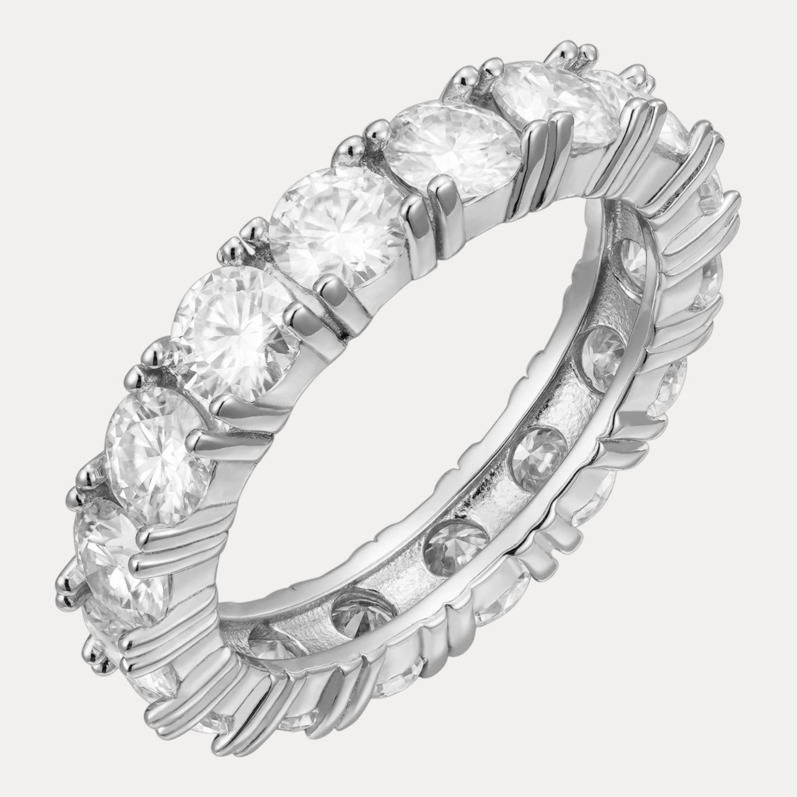 925 Sterling Silver 5mm Moissanite Wedding Band Eternity Ring