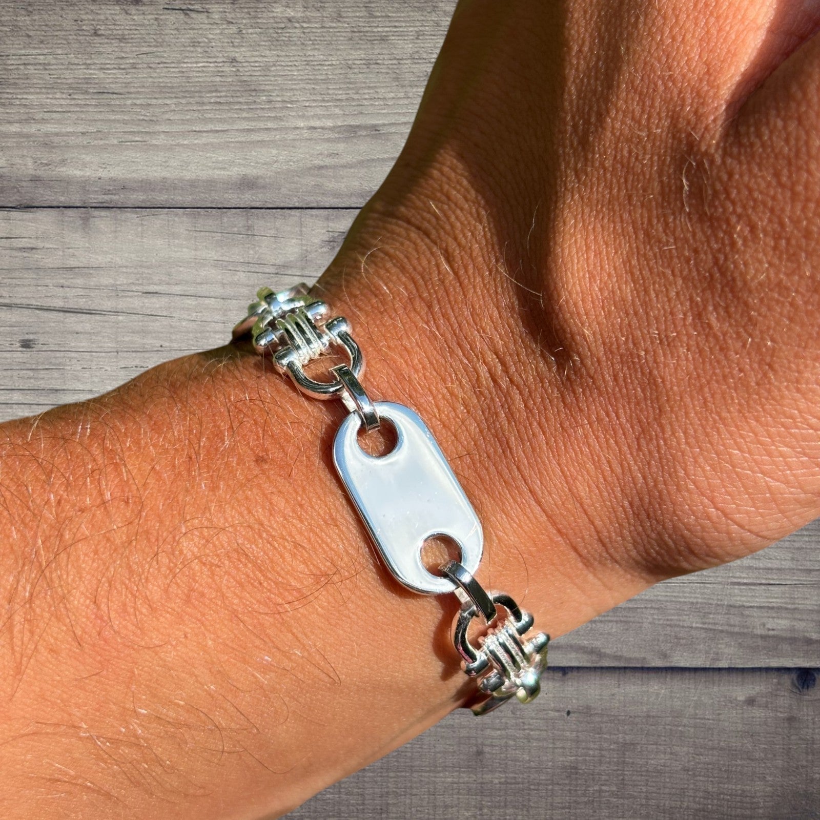 925 Sterling Silver 10mm Custom Ferragamo Link Bracelet