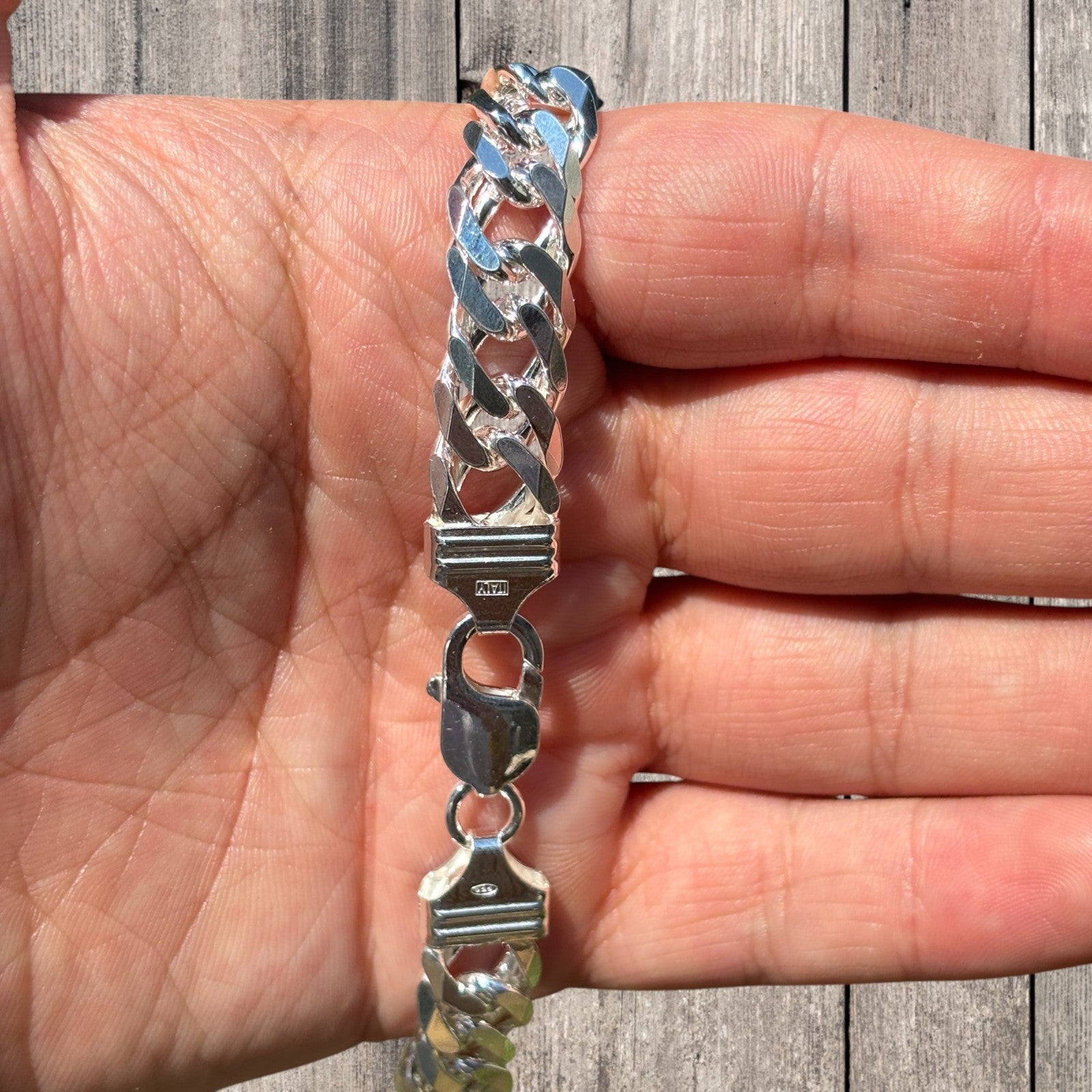 925 Sterling Silver 12mm Double Curb Chain Necklace