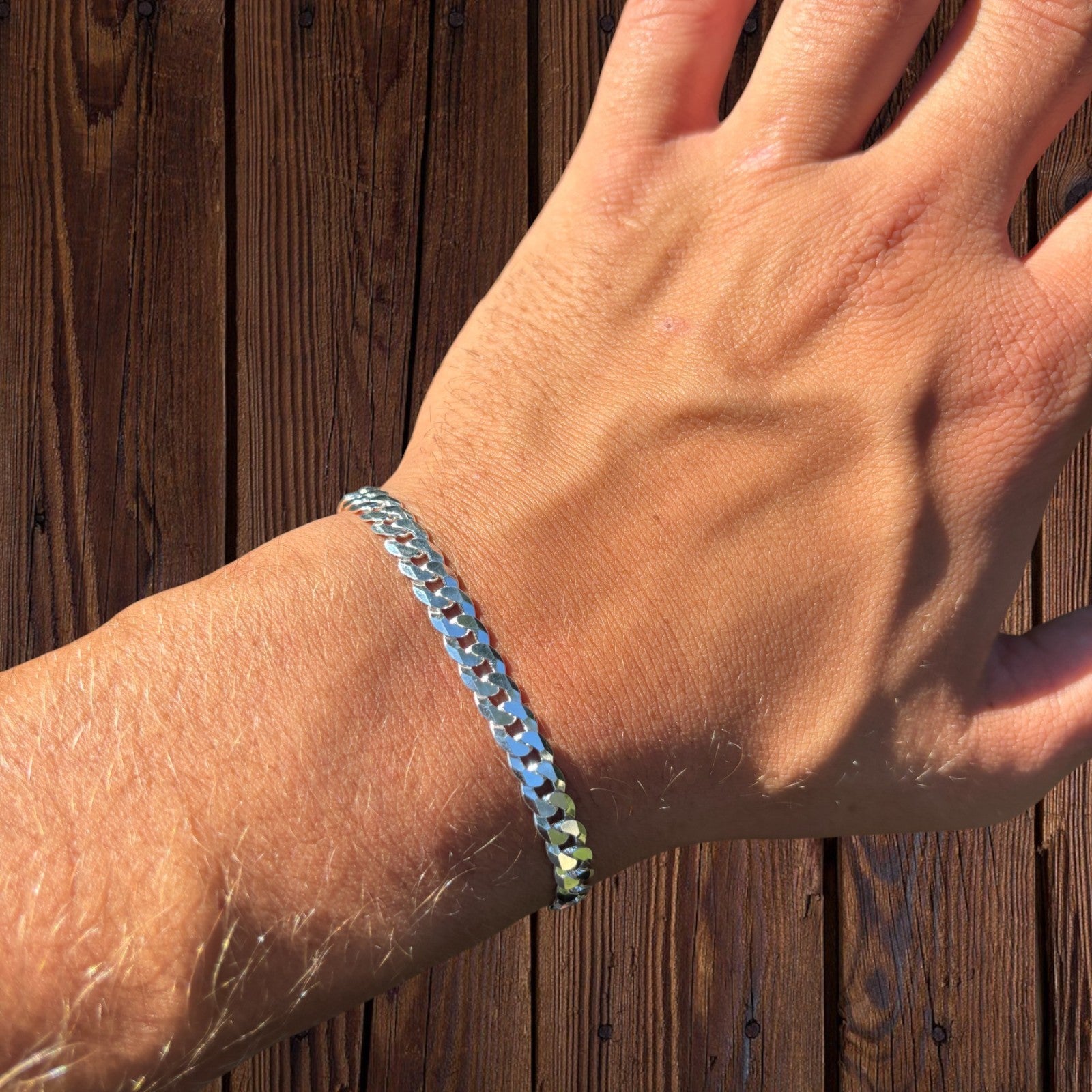 925 Sterling Silver 6mm Flat Curb Bracelet